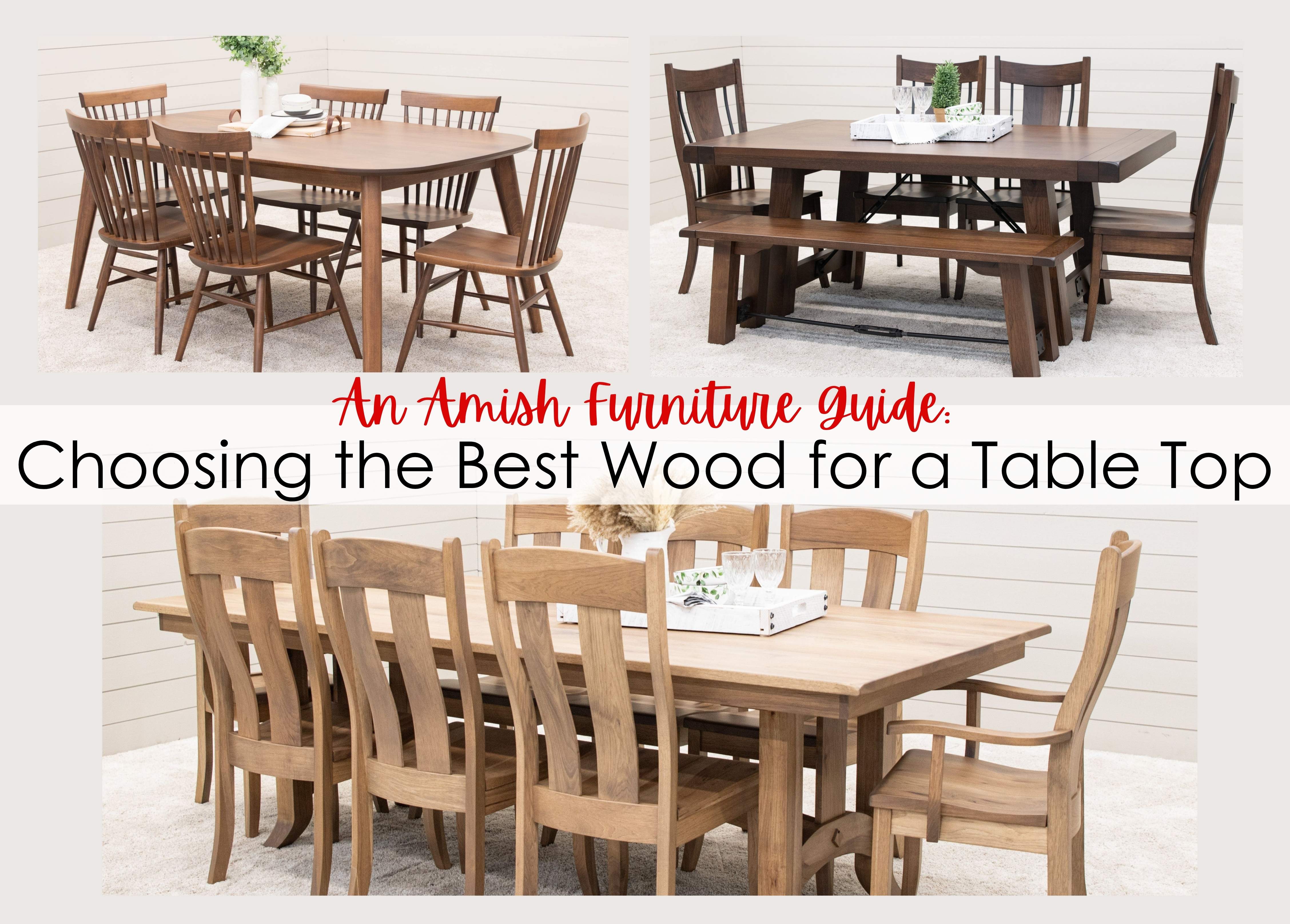 Compare Hardwood Tabletops like Oak, Hickory and Walnut