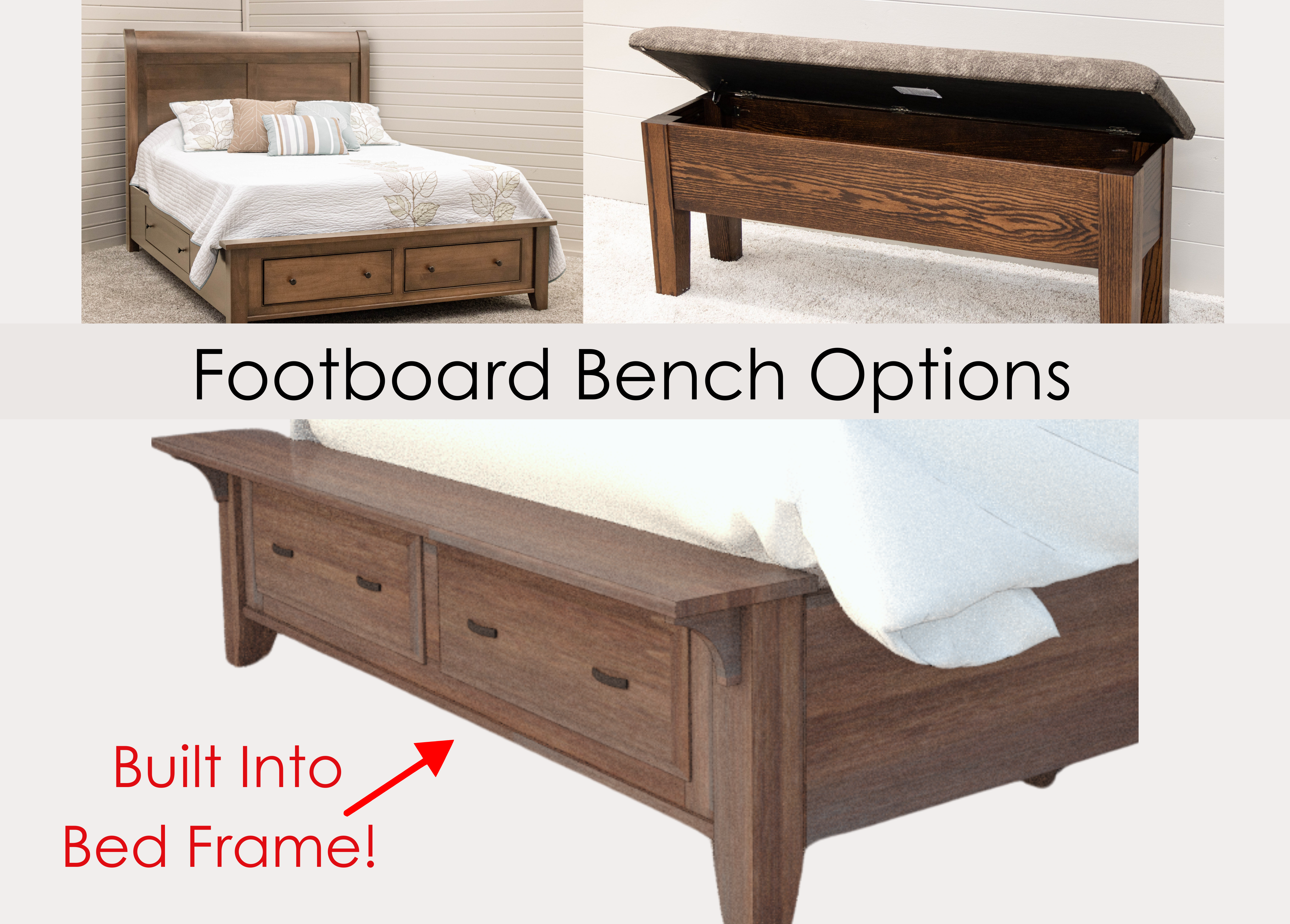 Footboard Bench Options Including Built into Bed Frame