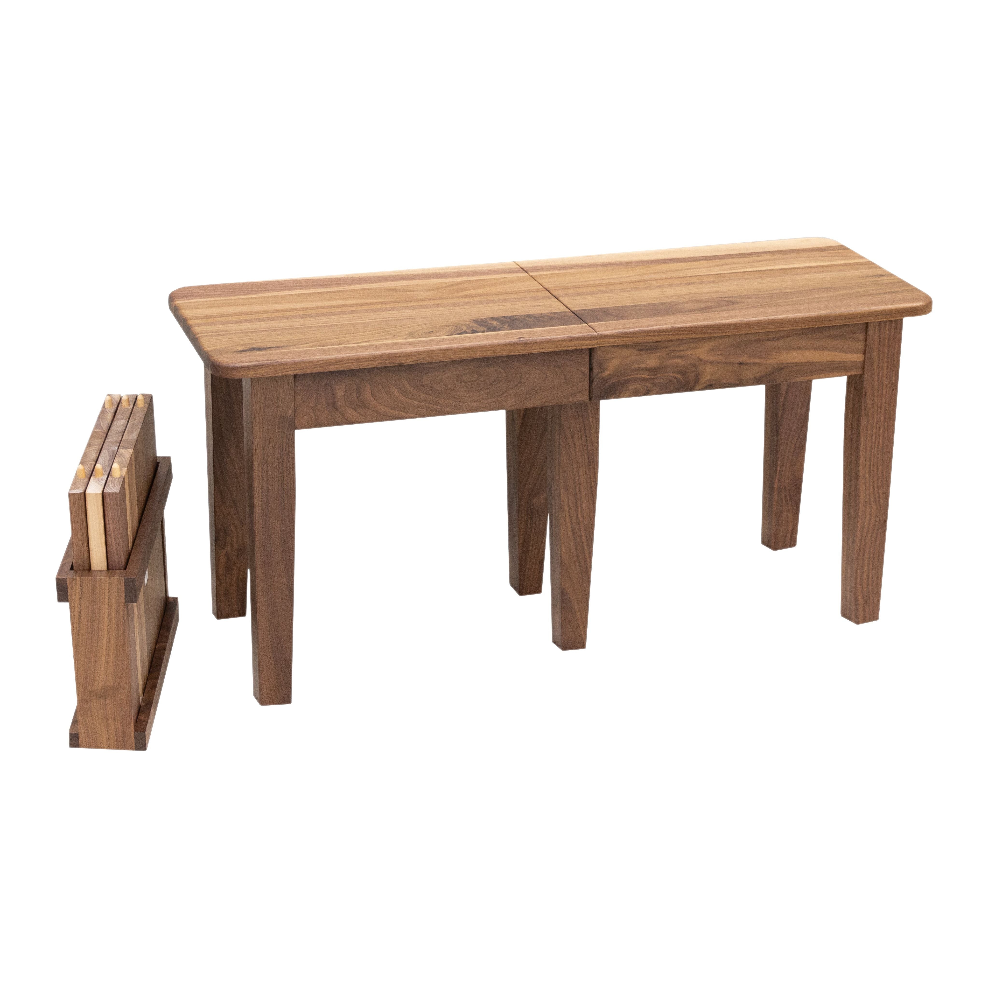 Lakeland Small Extendable Walnut Dining Table Set for 4-6 with Bench