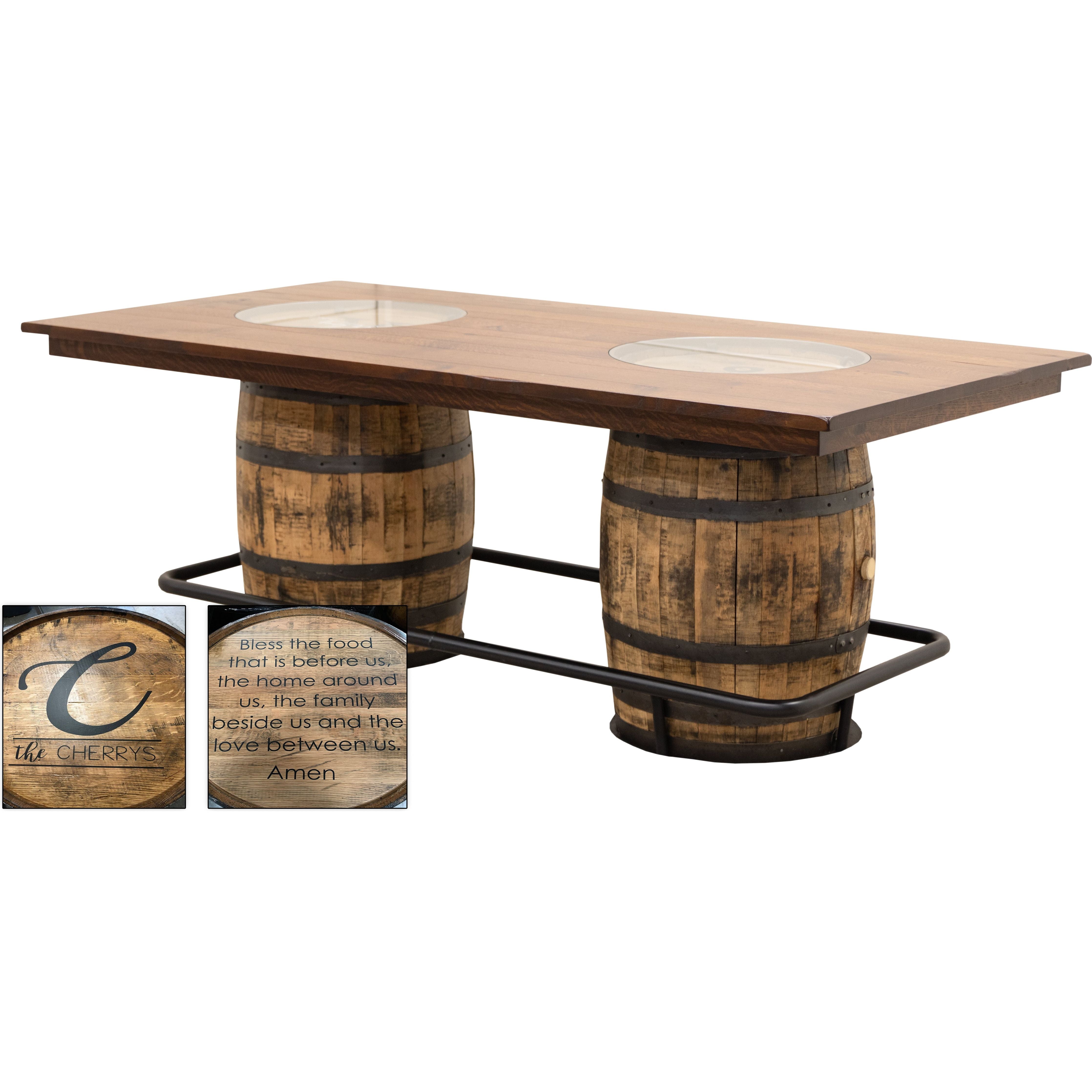 Whiskey Personalized Double Barrel Pub Table