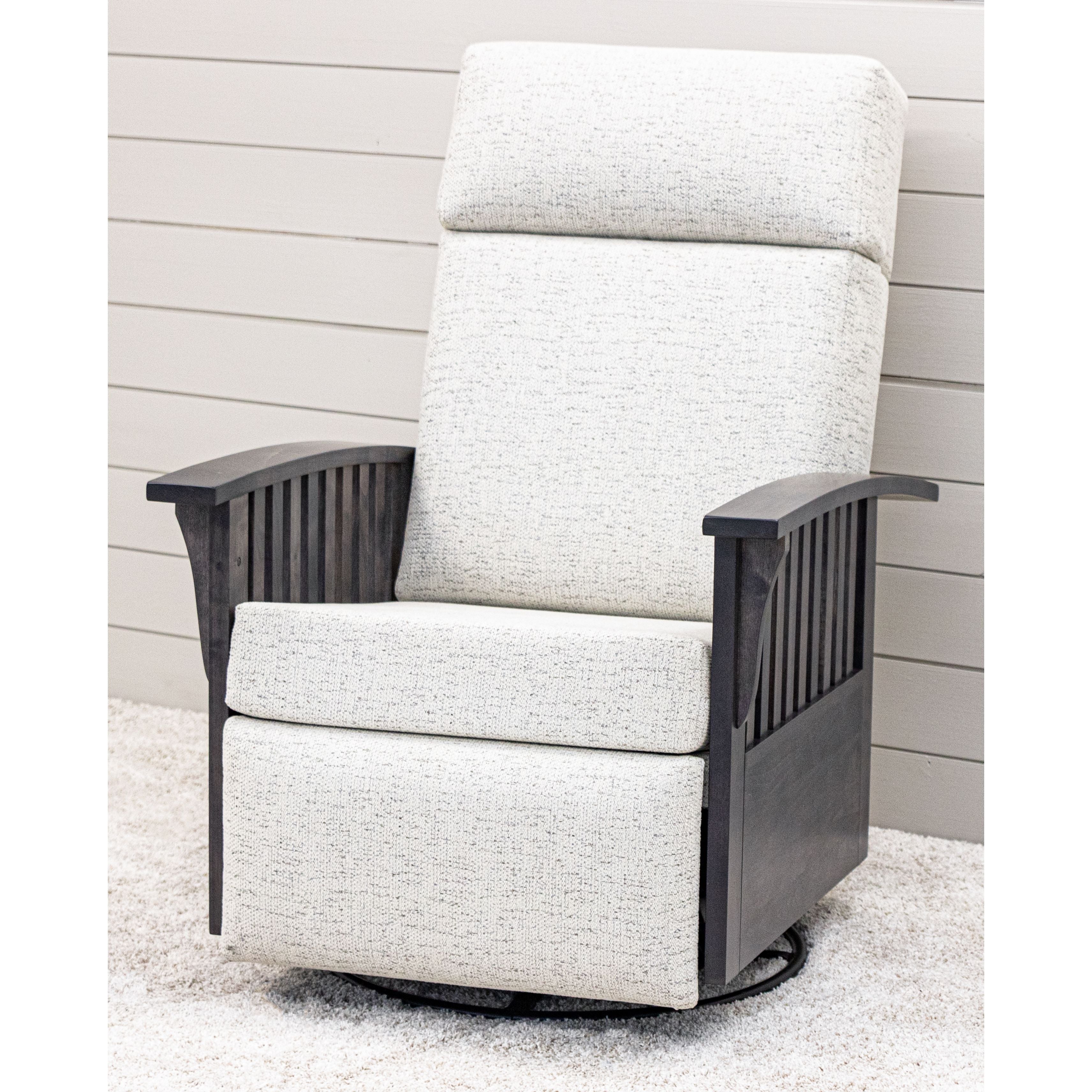 Mission White Swivel Glider Recliner with Wood Arms | 22-63