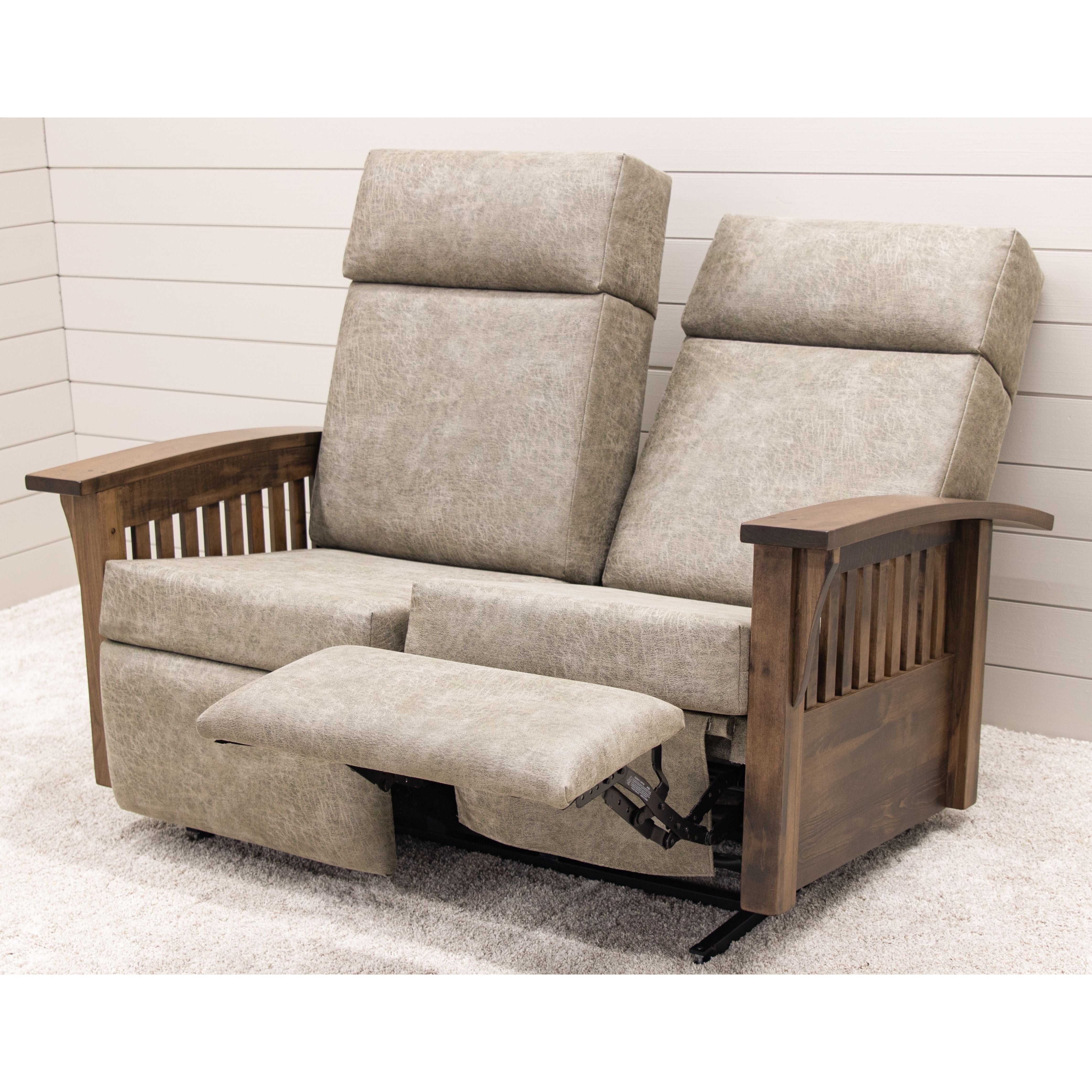 Mission Reclining Loveseat with Wood Arms | 22-61