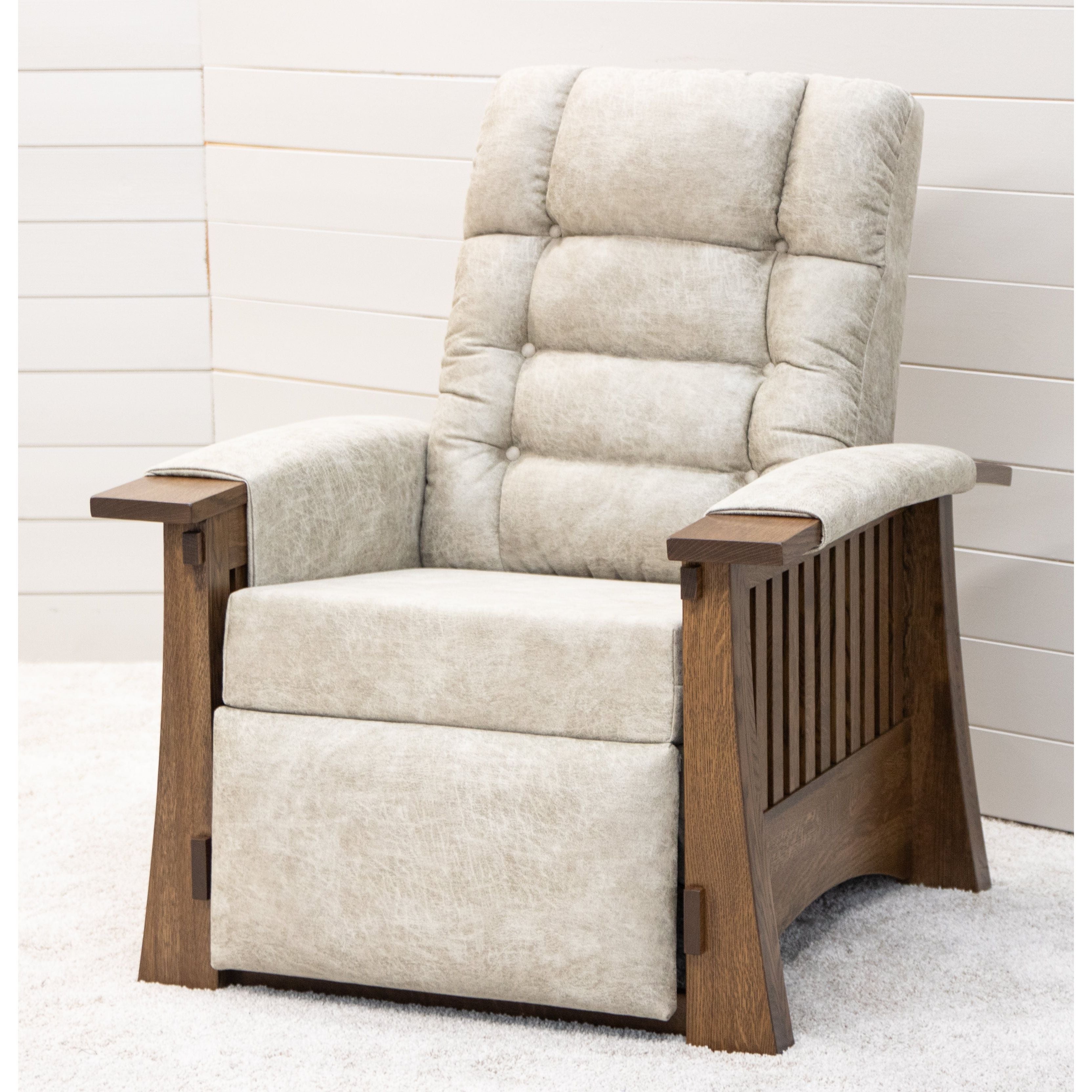Craftsman Mission Wallhugger Recliner with Wood Arms