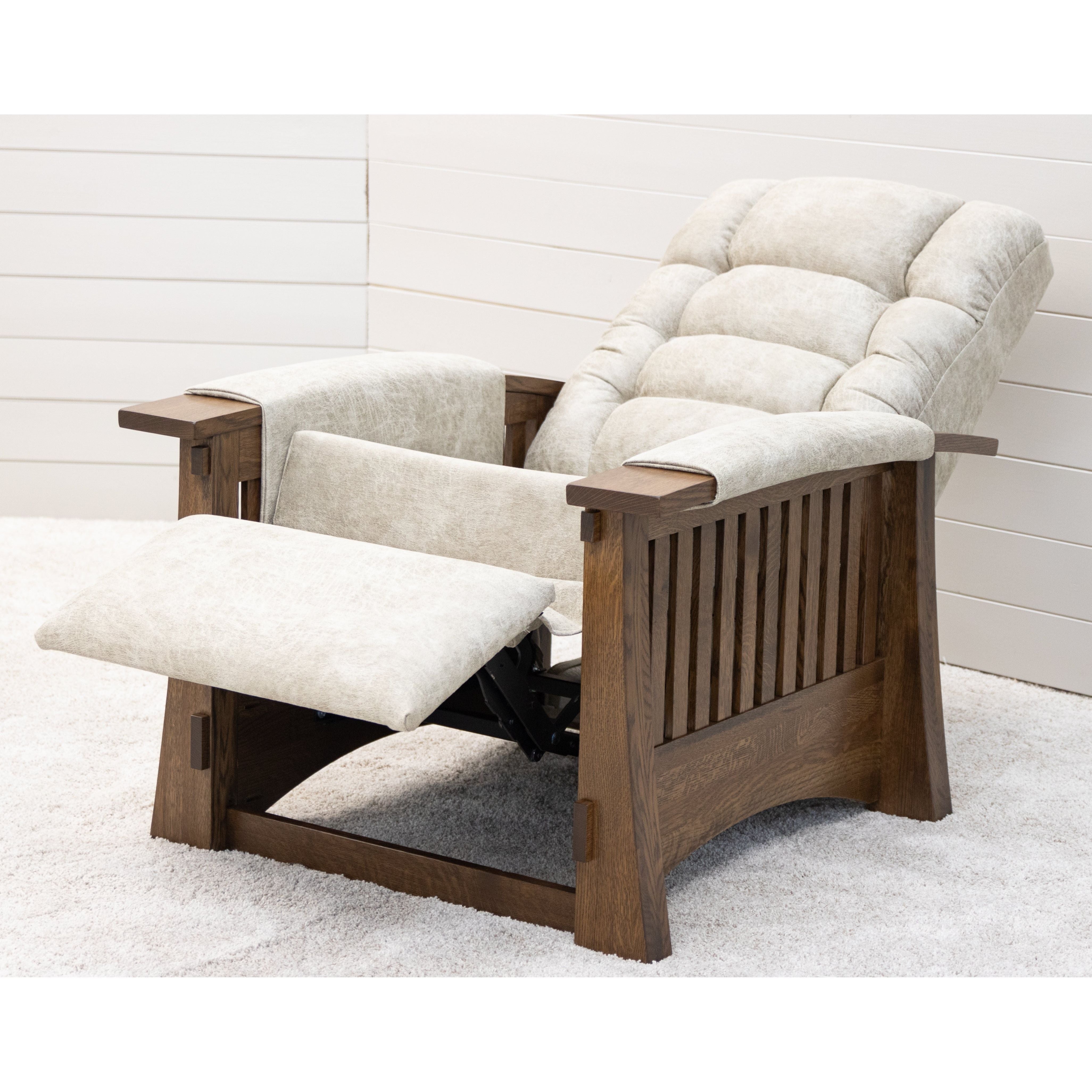 Craftsman Mission Wallhugger Recliner with Wood Arms