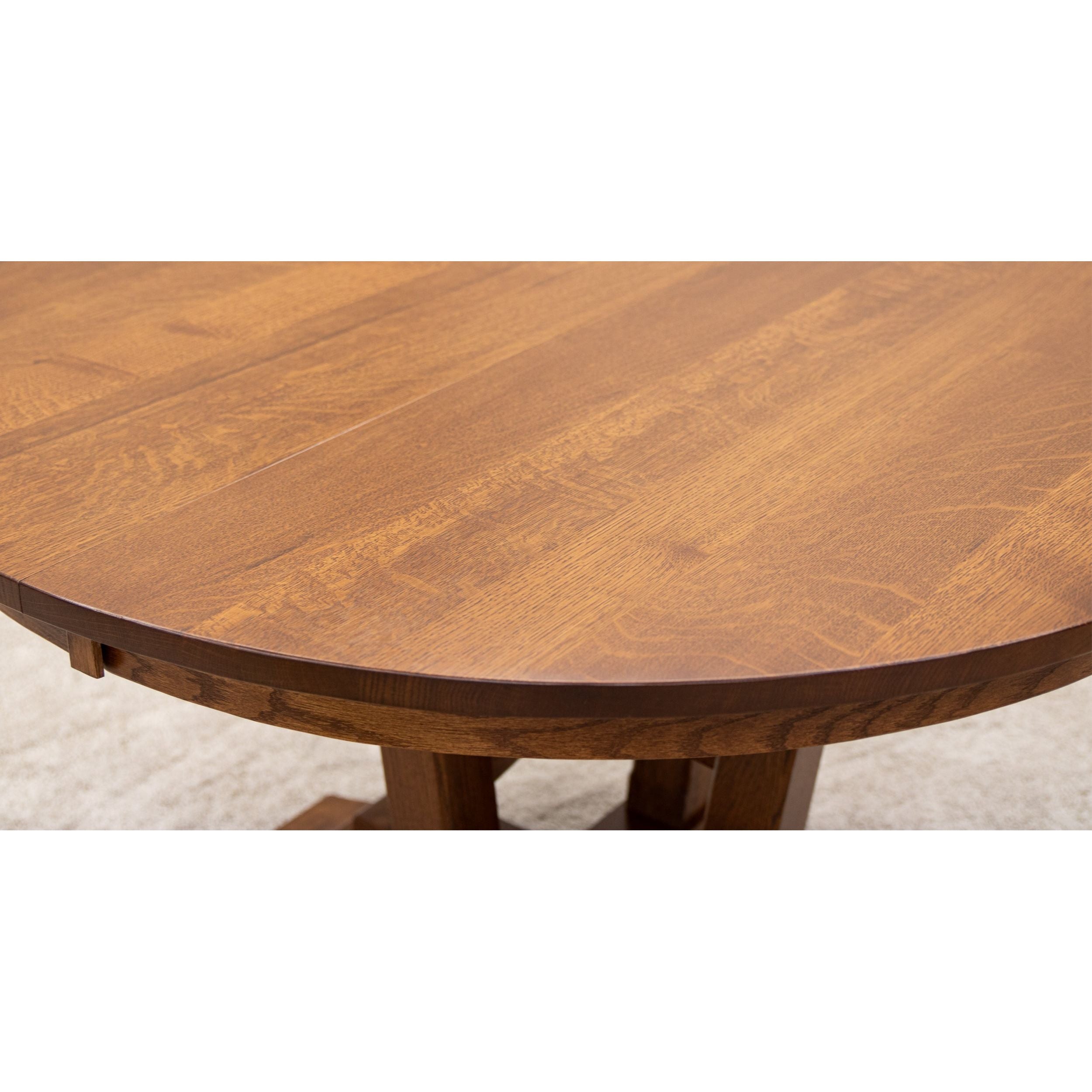 Alberta Quarter Sawn White Oak Wood Large Round Extending Dining Table for 6-10 | MC