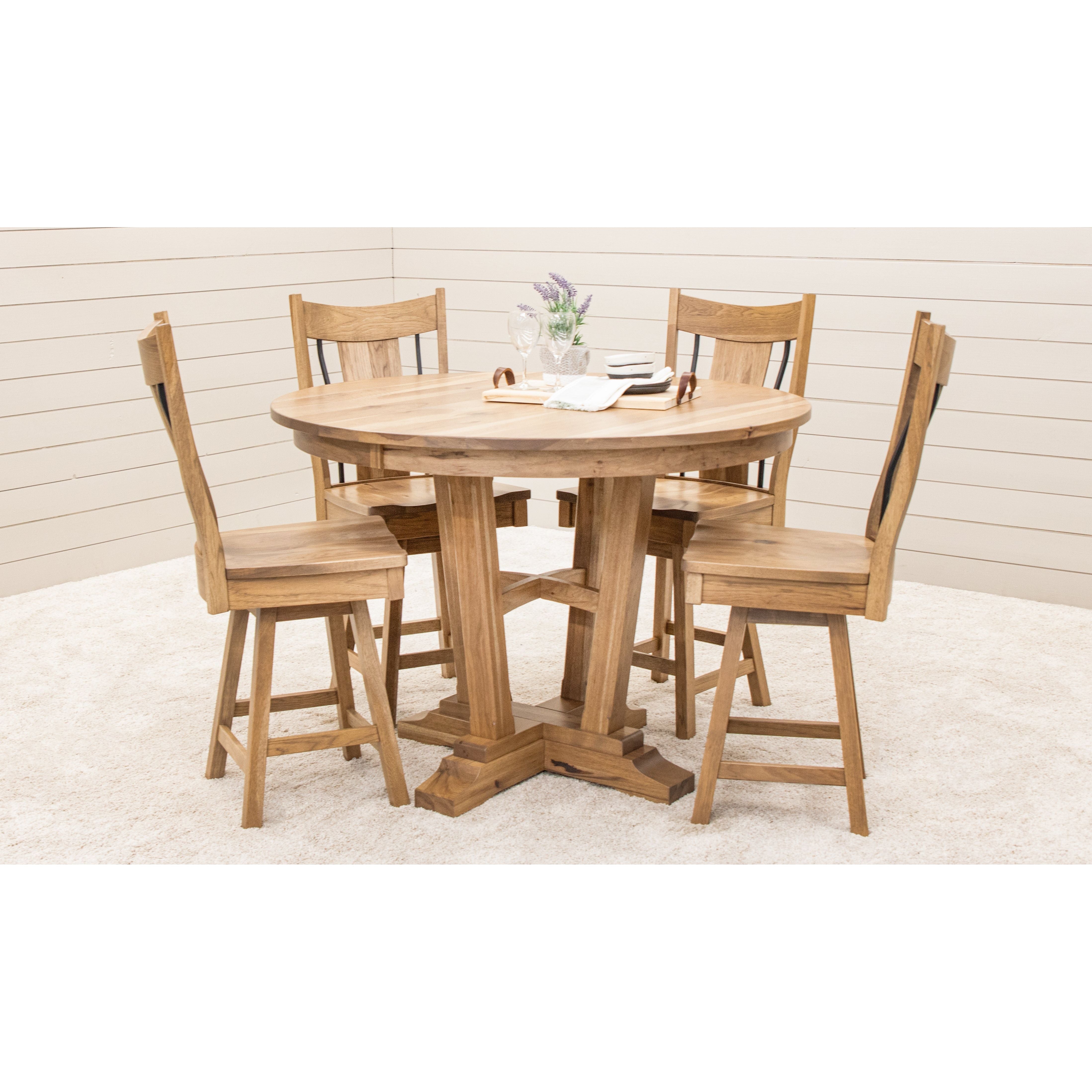 Alberta Round Hickory Wood Extending Counter Height Pub Table | WB