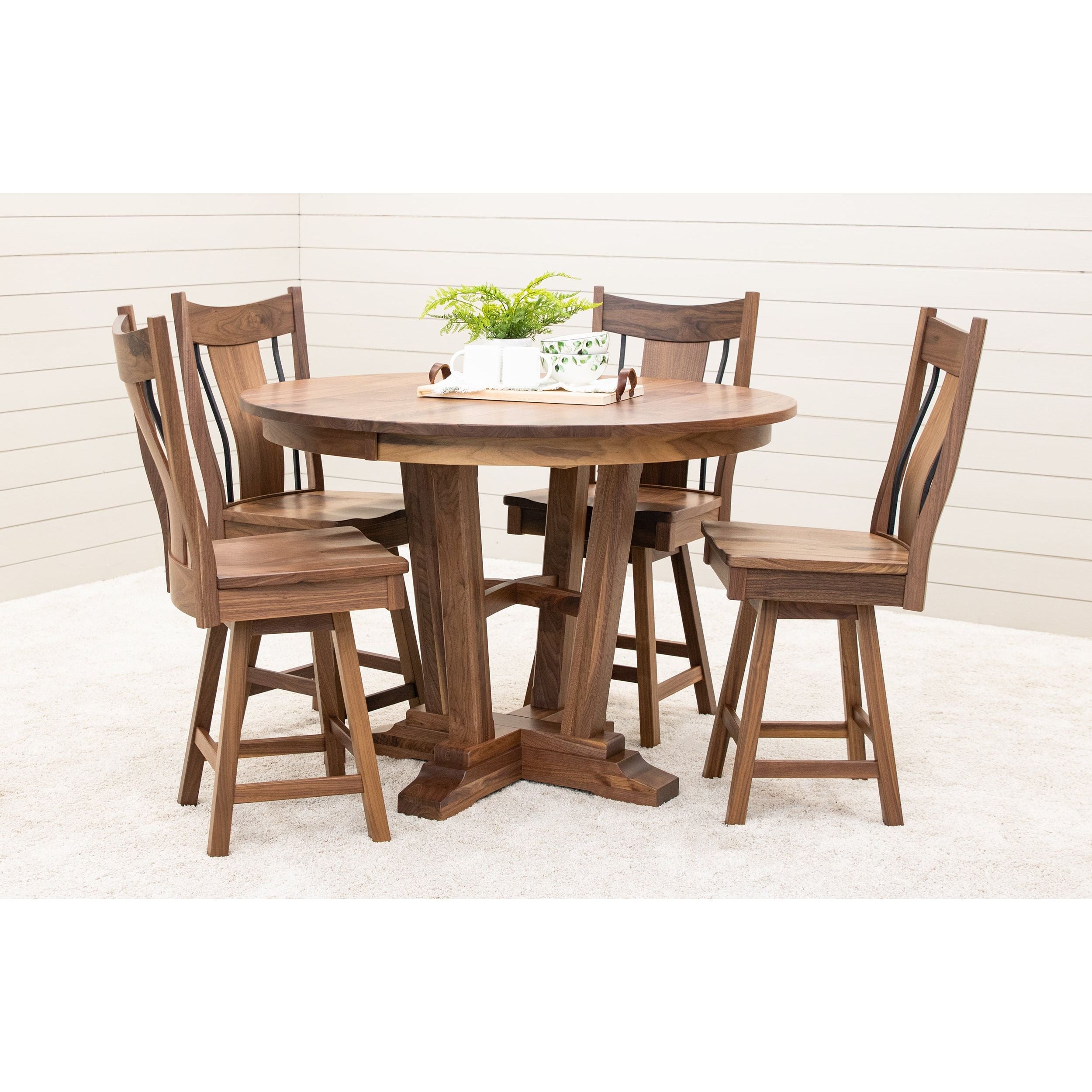 Alberta Walnut Wood Round Extending Pub Table | NAT