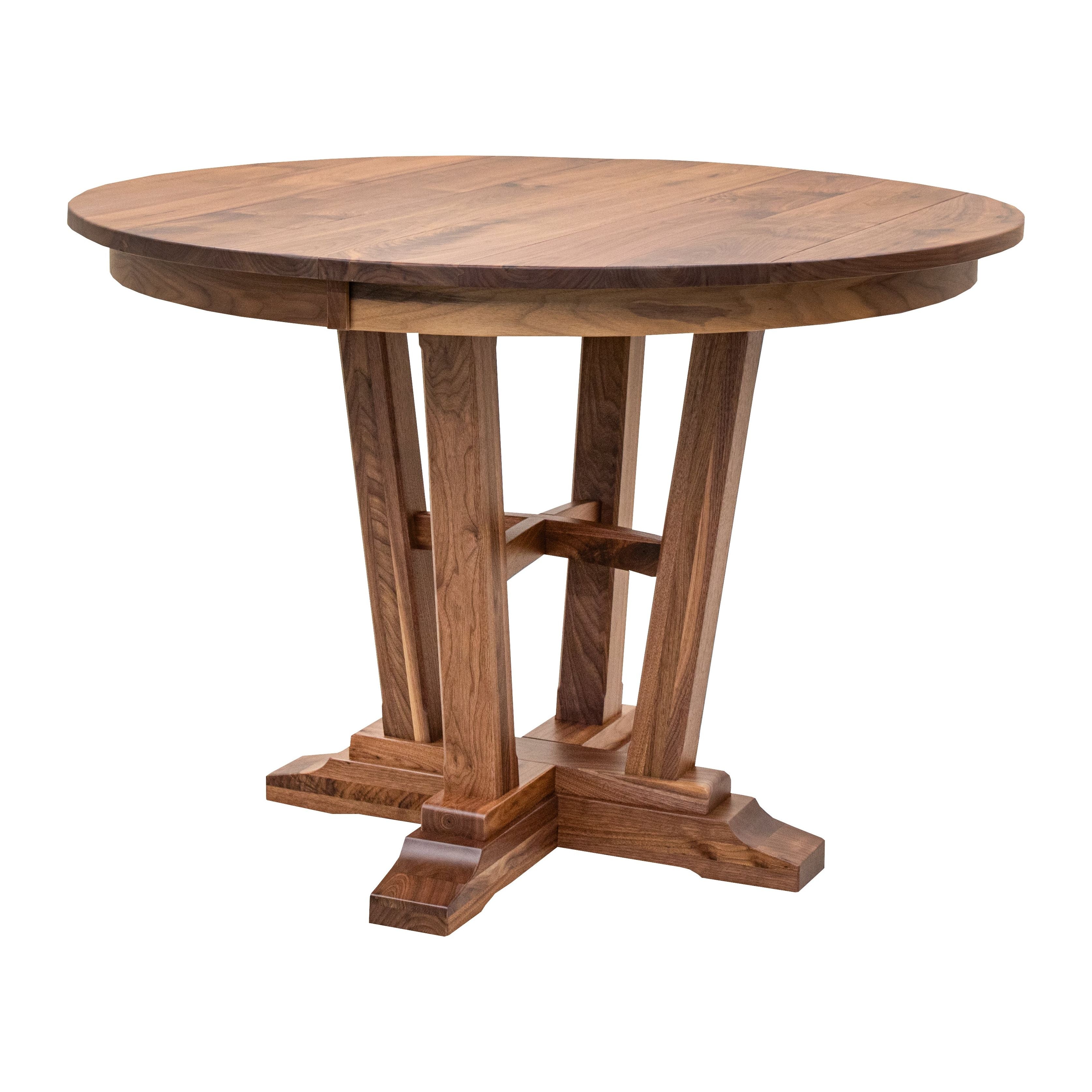 Alberta Round Walnut Wood Extending Counter Height Pub Table | NAT
