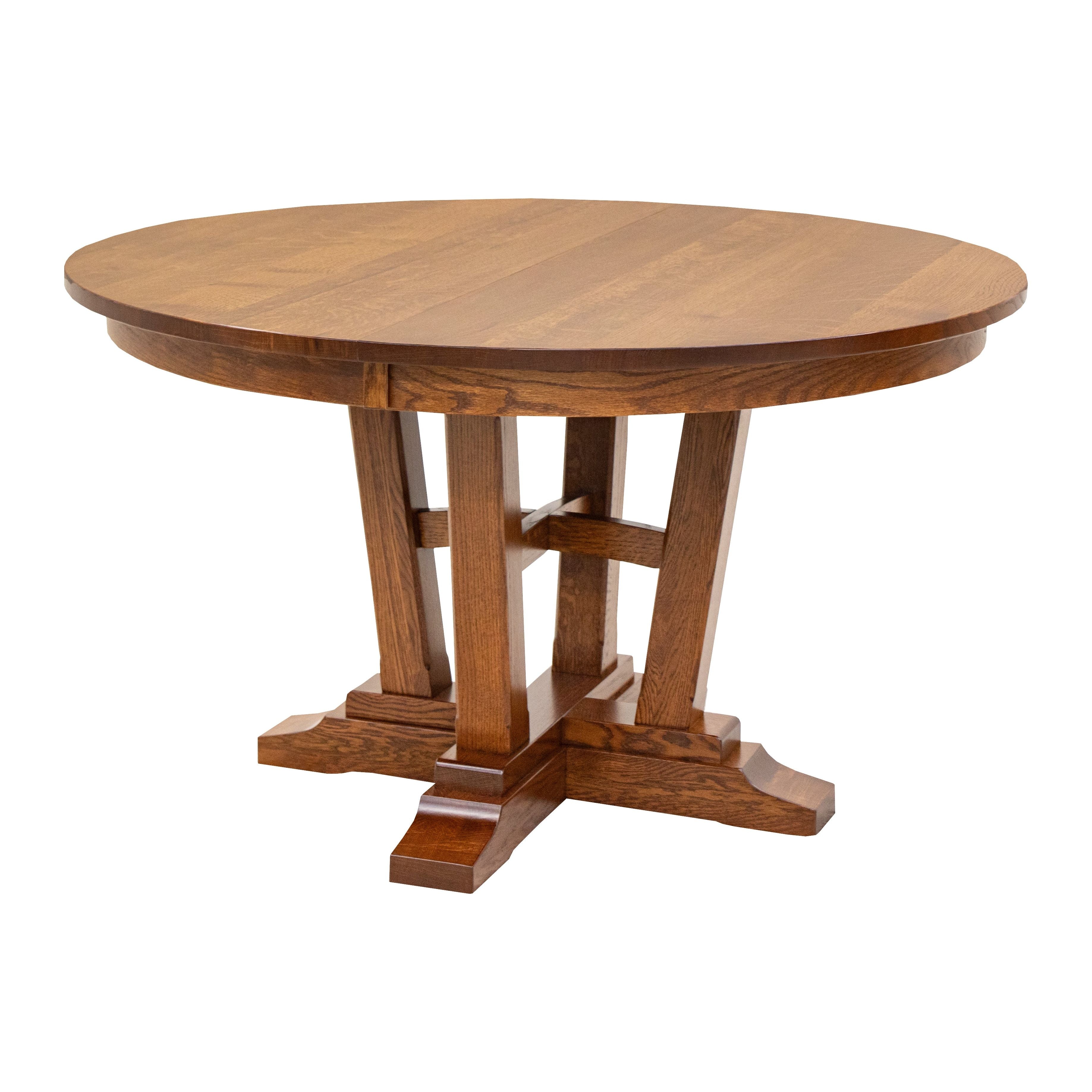 Alberta Quarter Sawn White Oak Wood Large Round Extending Dining Table for 6-10 | MC