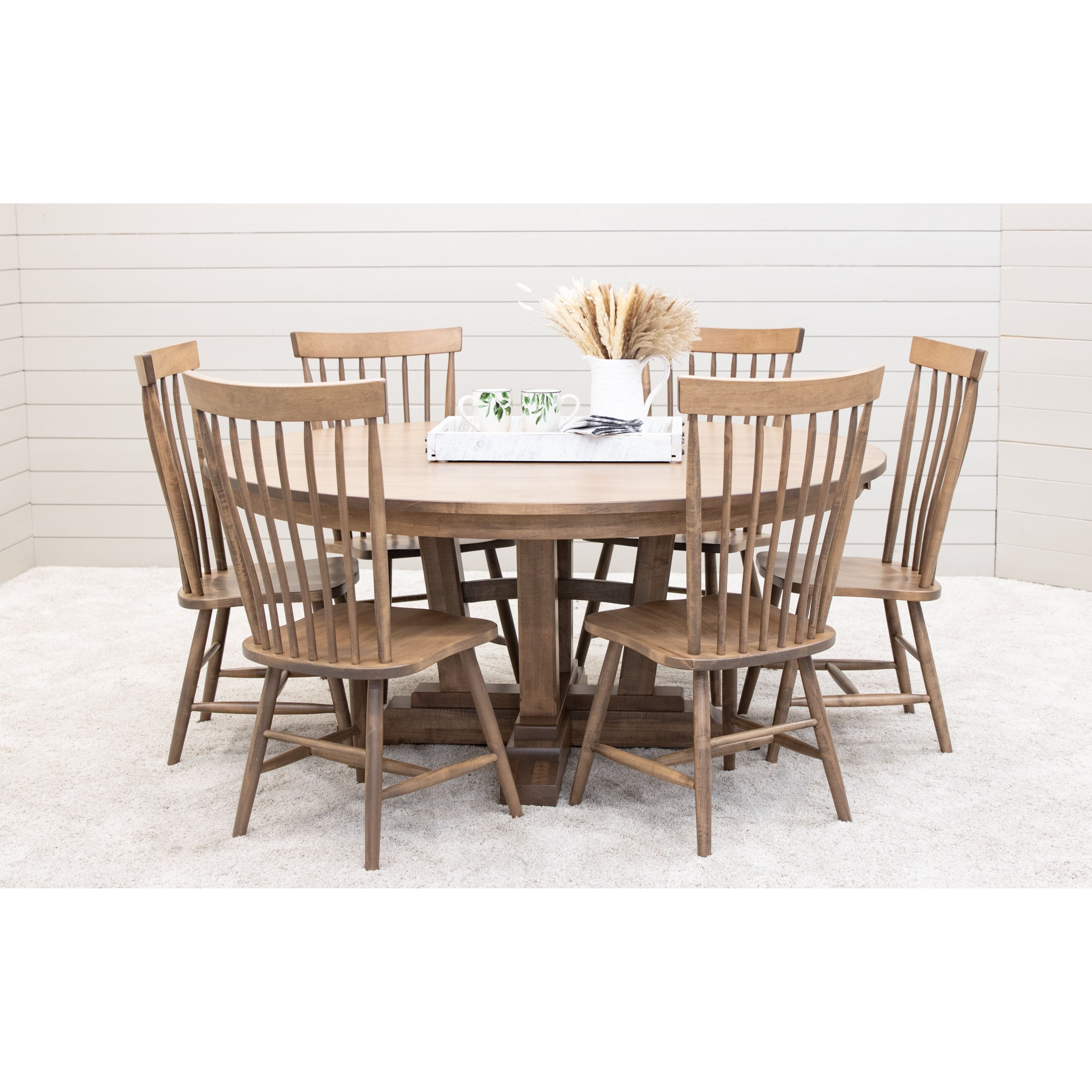 Alberta Maple Wood Large Round Extending Dining Table for 6-10 | WB