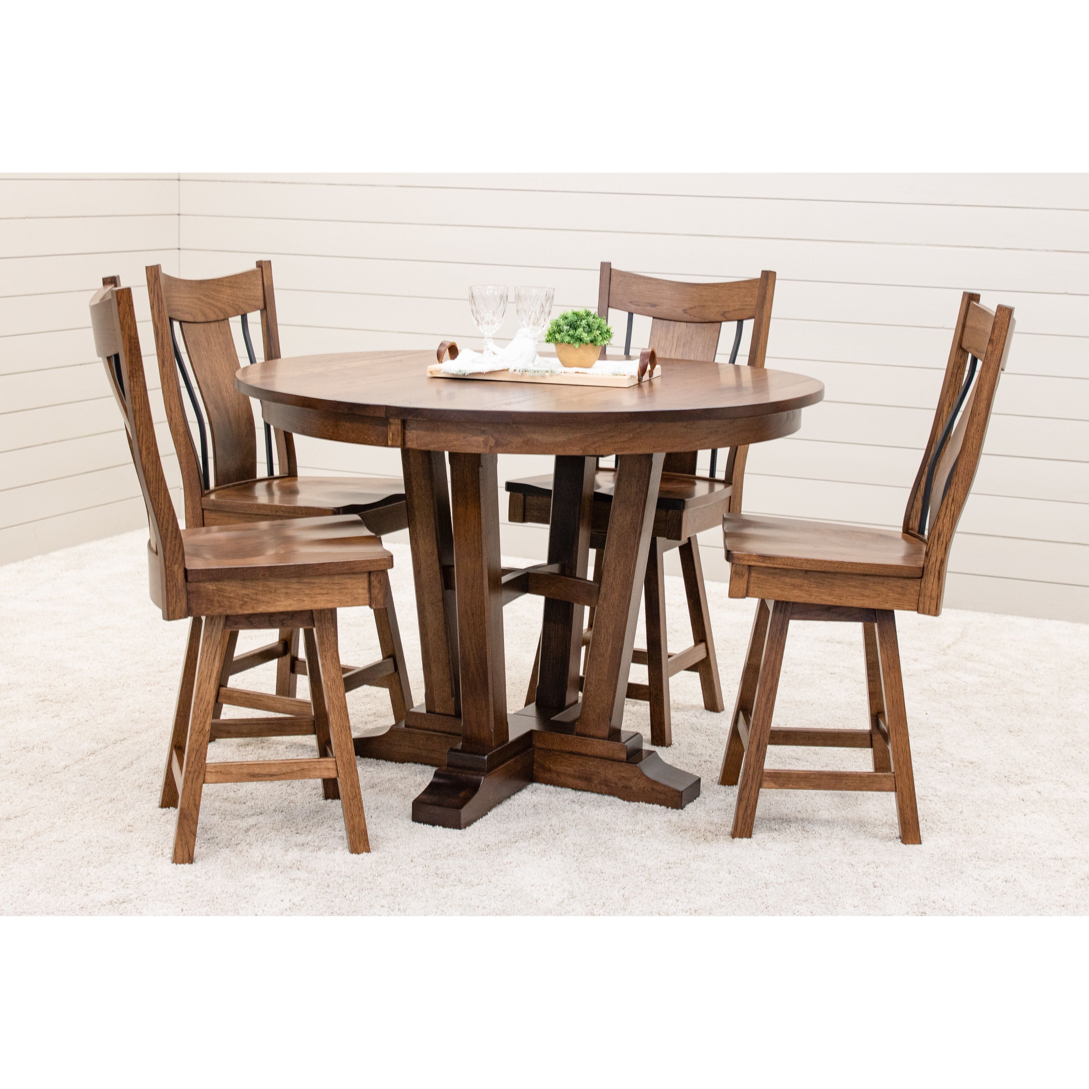 Alberta Round Hickory Wood Extending Counter Height Pub Table | ASB
