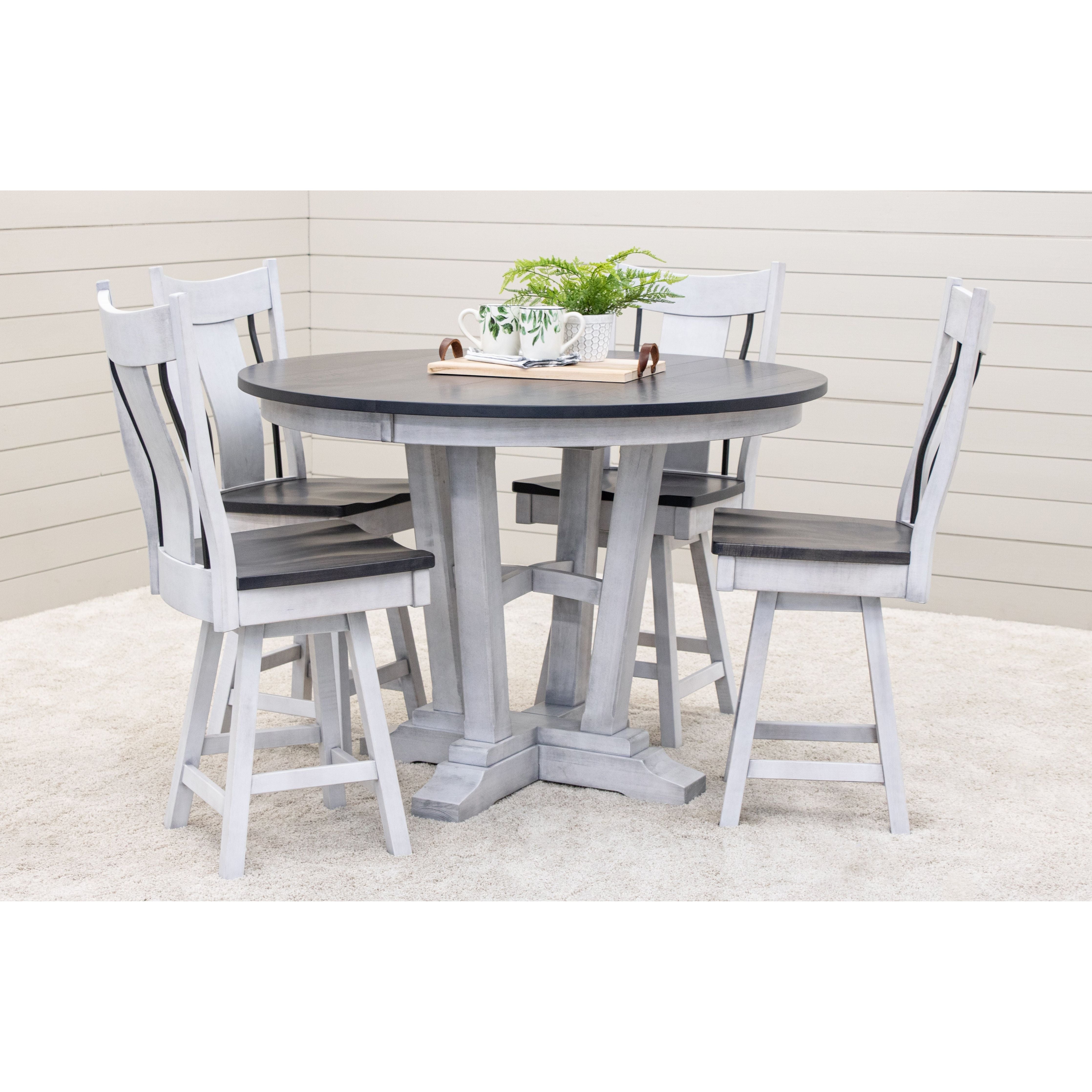 Alberta Round White & Wood Extending Counter Height Pub Table | M-AV&GS
