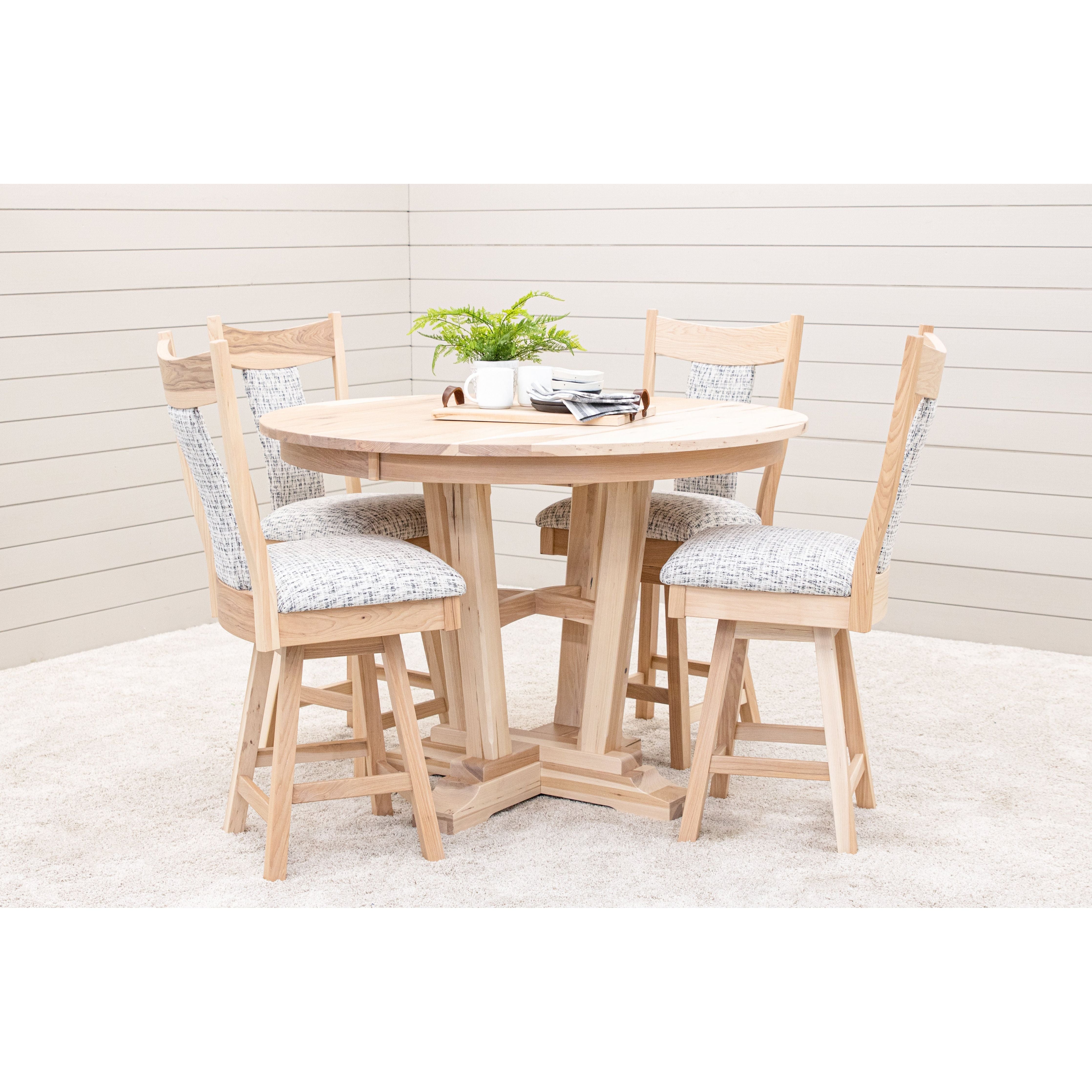 Alberta Round Hickory Wood Extending Counter Height Pub Table | SW