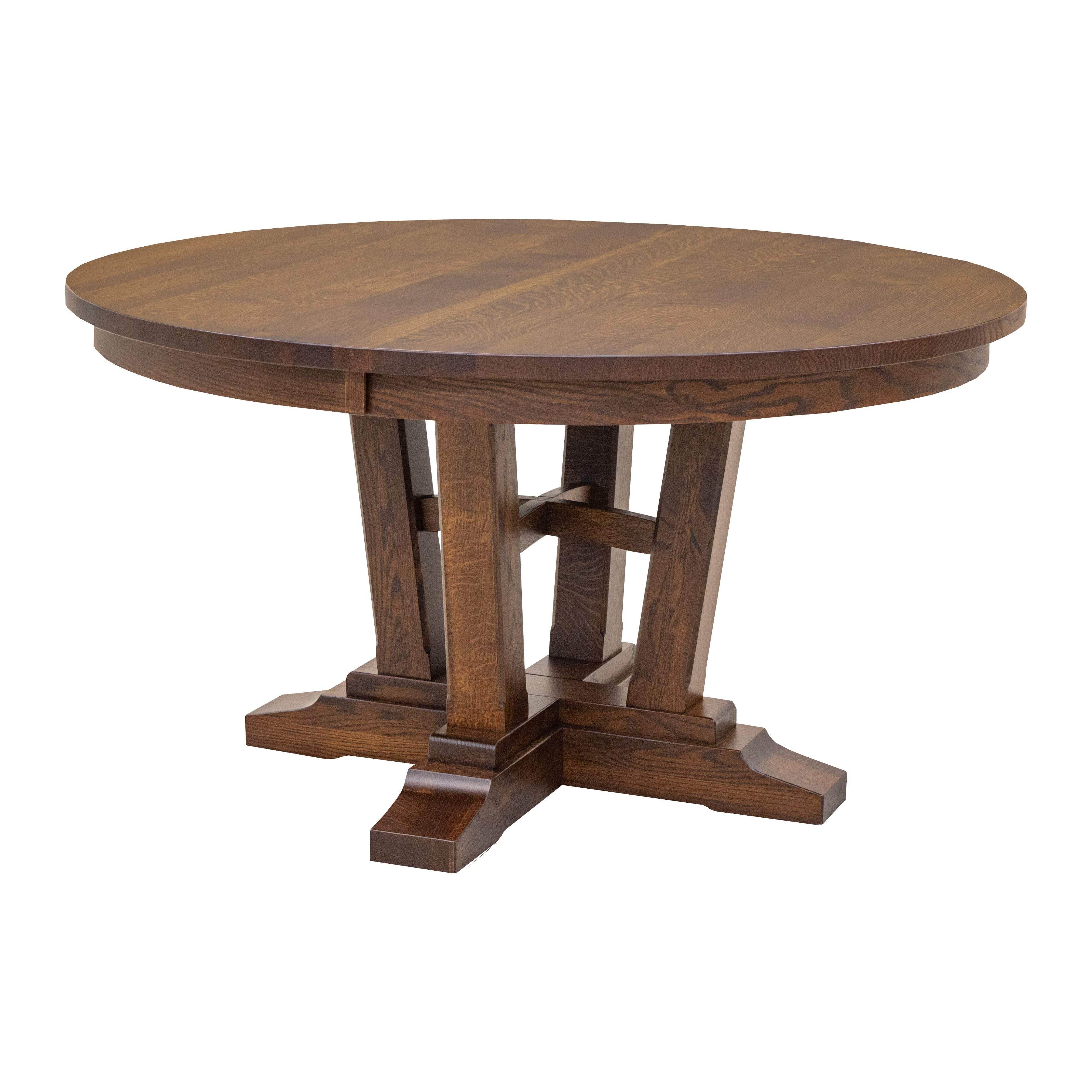 Alberta Quarter Sawn White Oak Wood Large Round Extending Dining Table for 6-10 | GB