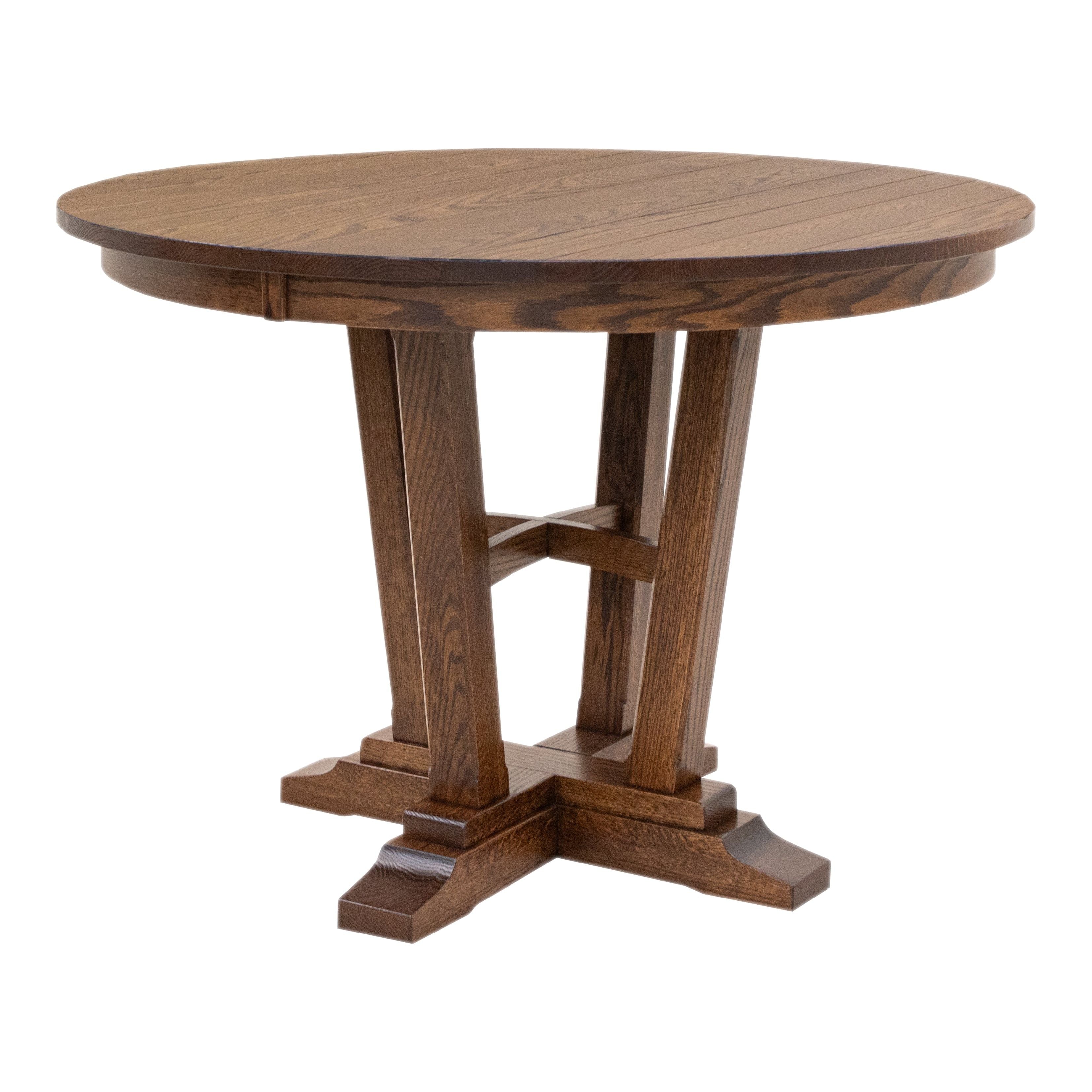 Alberta Round Oak Wood Extending Counter Height Pub Table | ASB