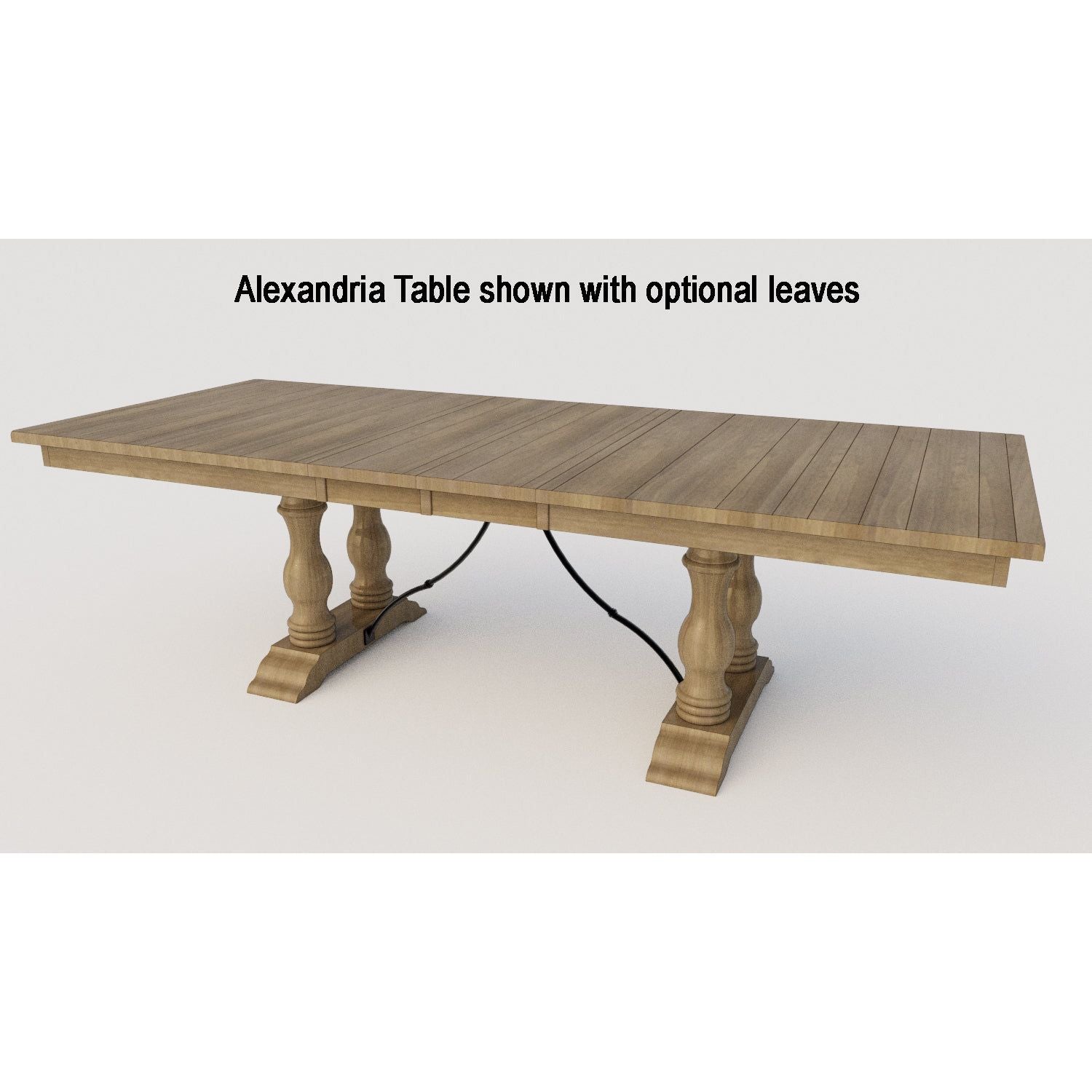 Alexandria Hickory Wood Extending Dining Table | WB
