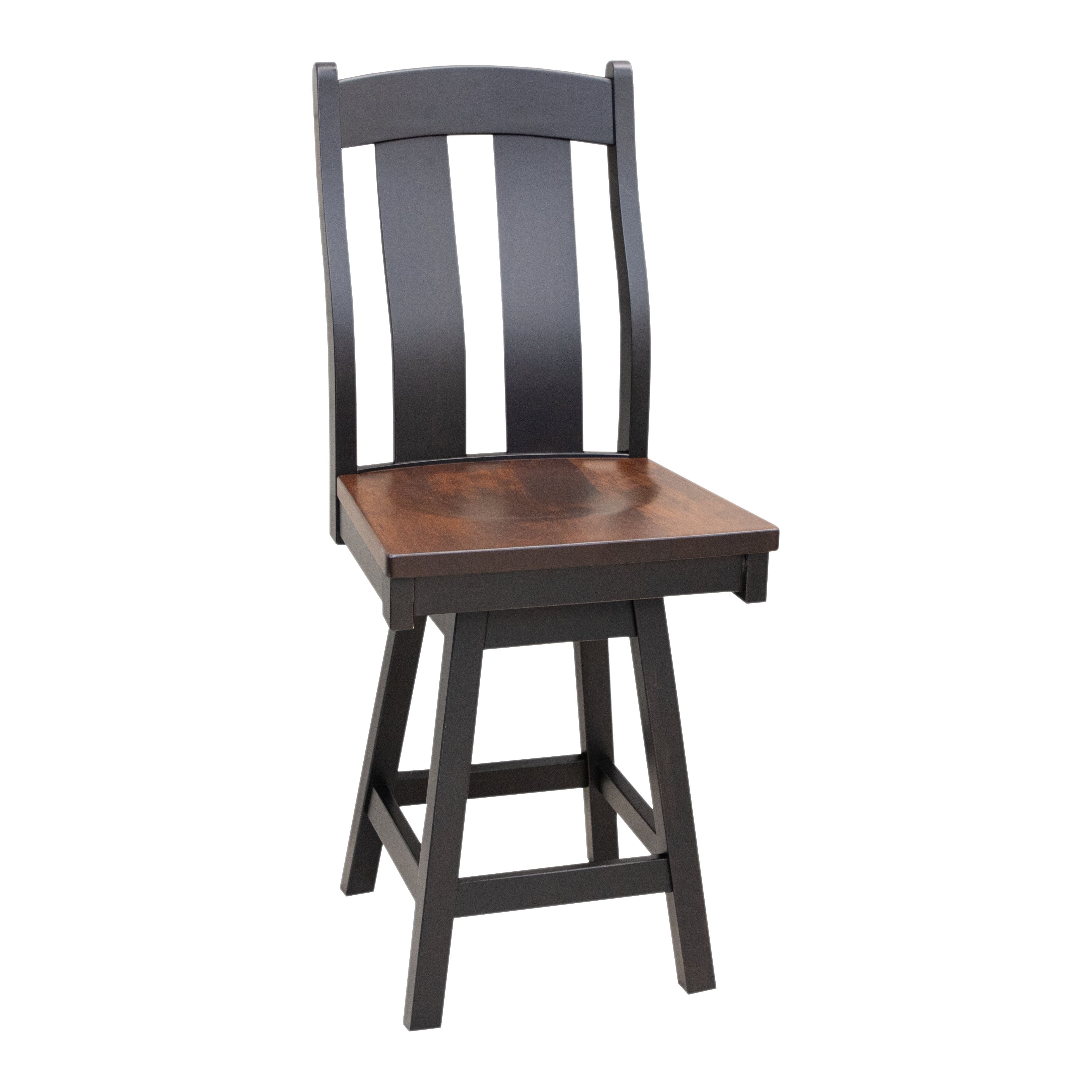 Arlington Black & Wood 24" Swivel Bar Stool | M-EB&C-GB