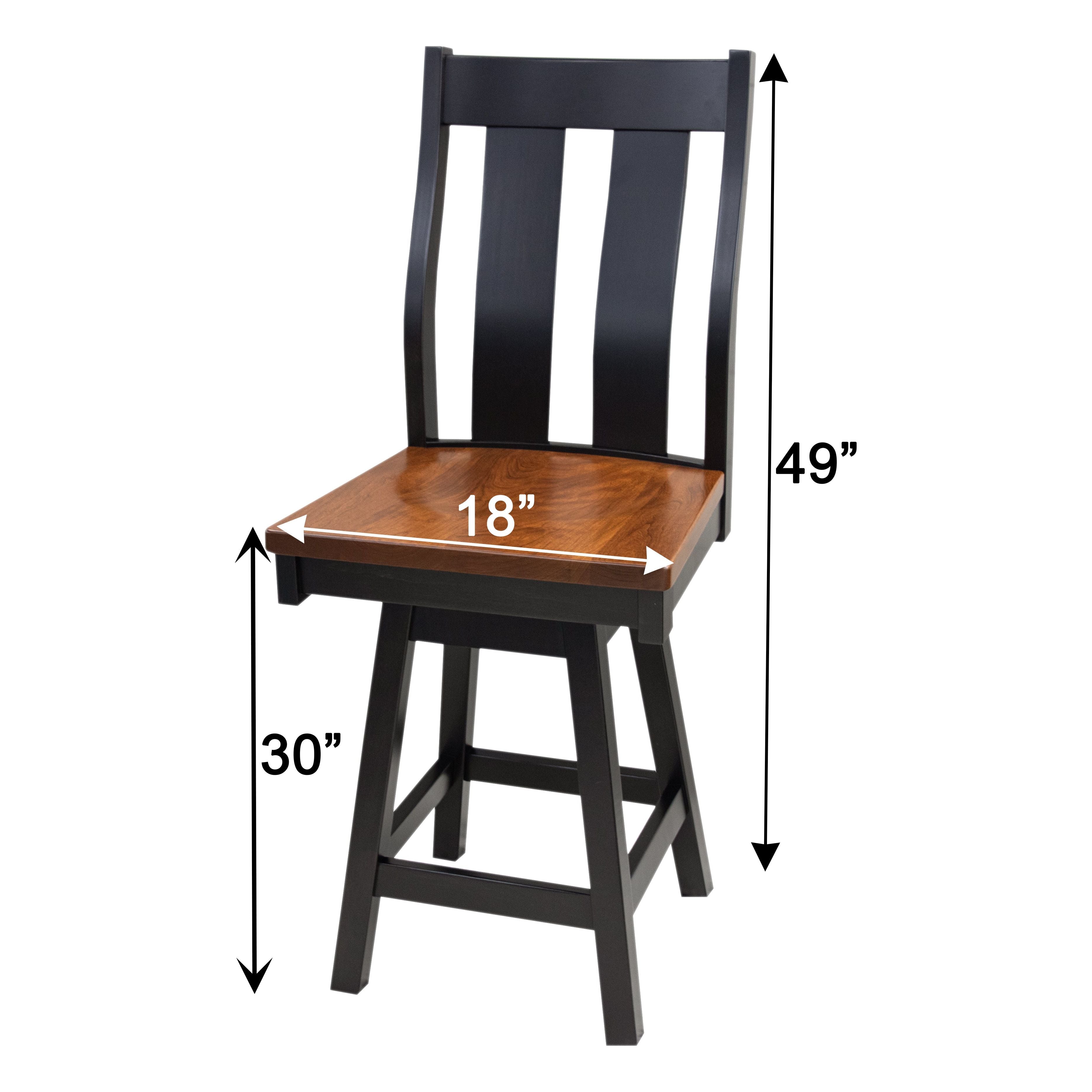 Arlington Black & Wood Straight Top 24" Swivel Bar Stool | M-EB&C-MC