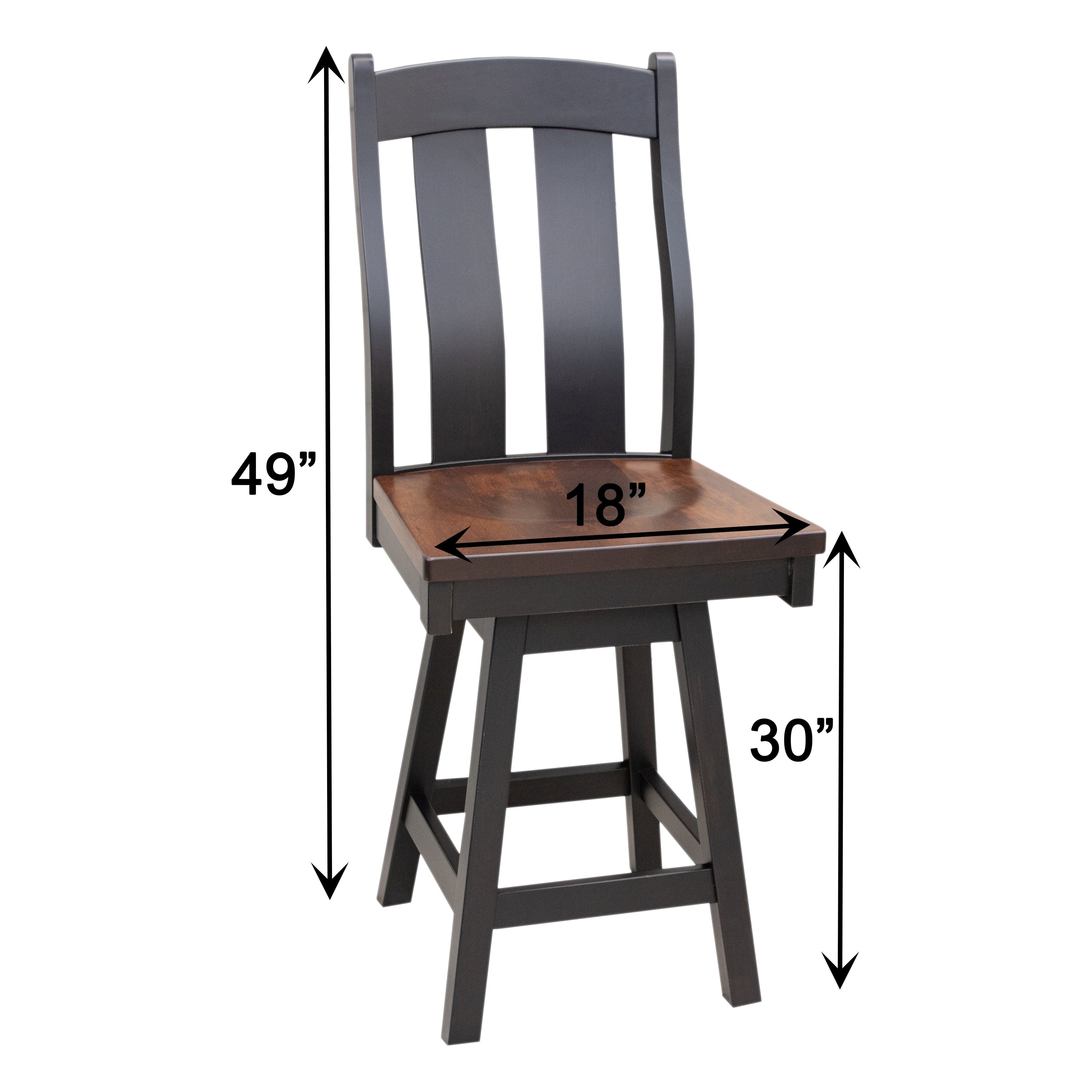 Arlington Black & Wood 24" Swivel Bar Stool | M-EB&C-GB