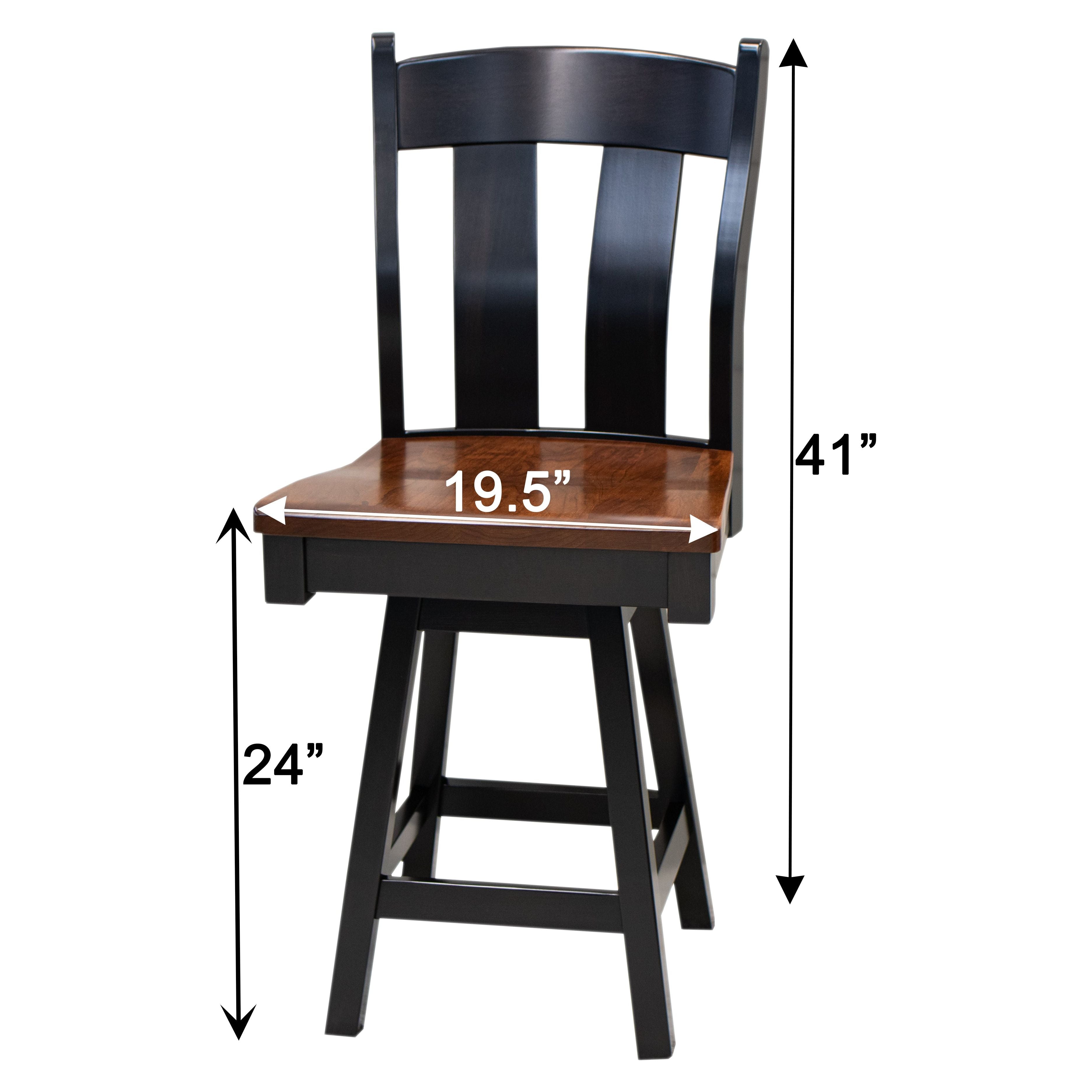 Austin Black & Wood 24" Swivel Bar Stool | M-EB&E-MC
