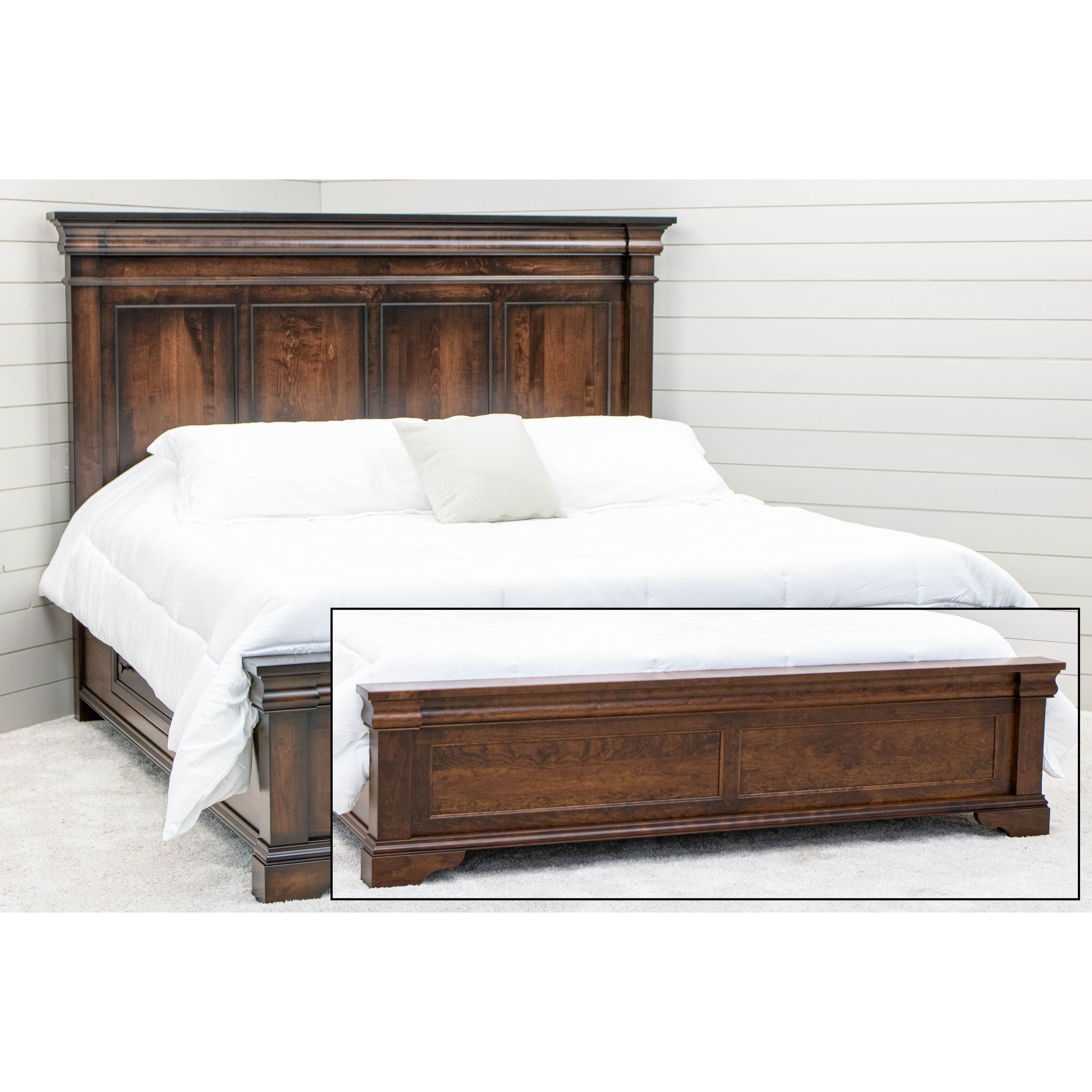 Belmont King Maple Wood Storage Platform Bed | ASB-BURN