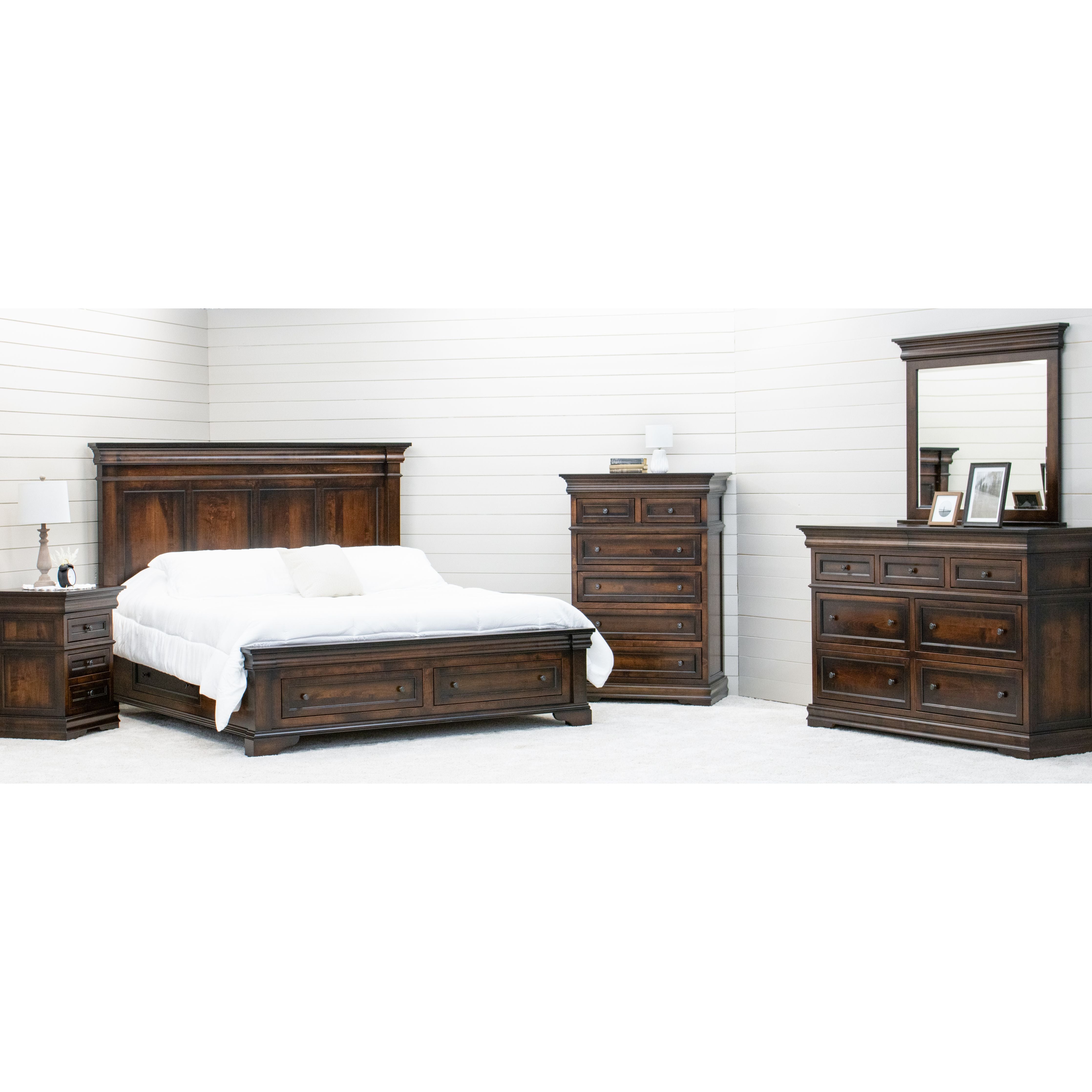Belmont King Maple Wood Storage Platform Bed | ASB-BURN