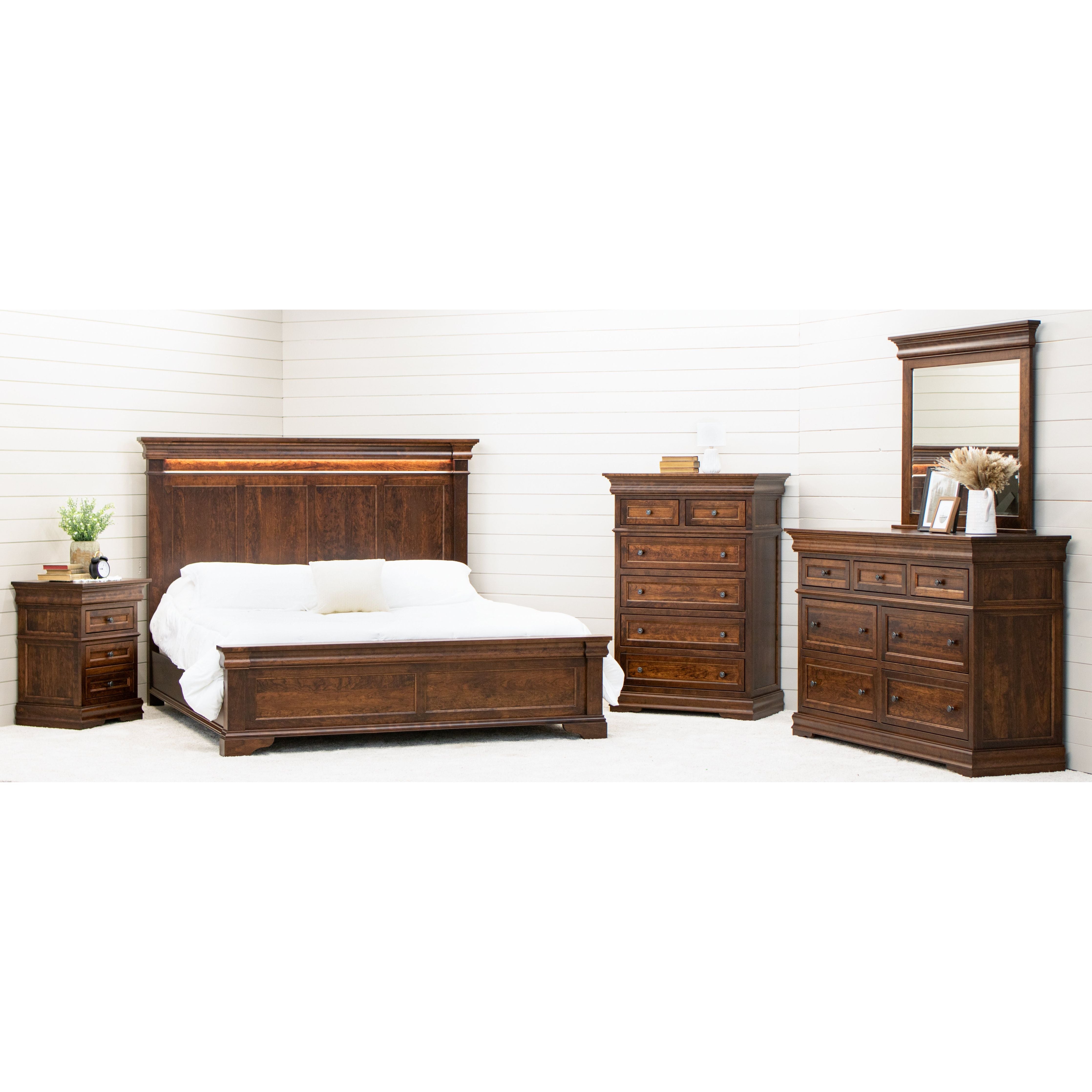 Belmont King Cherry Wood Storage Platform Bed | ASB