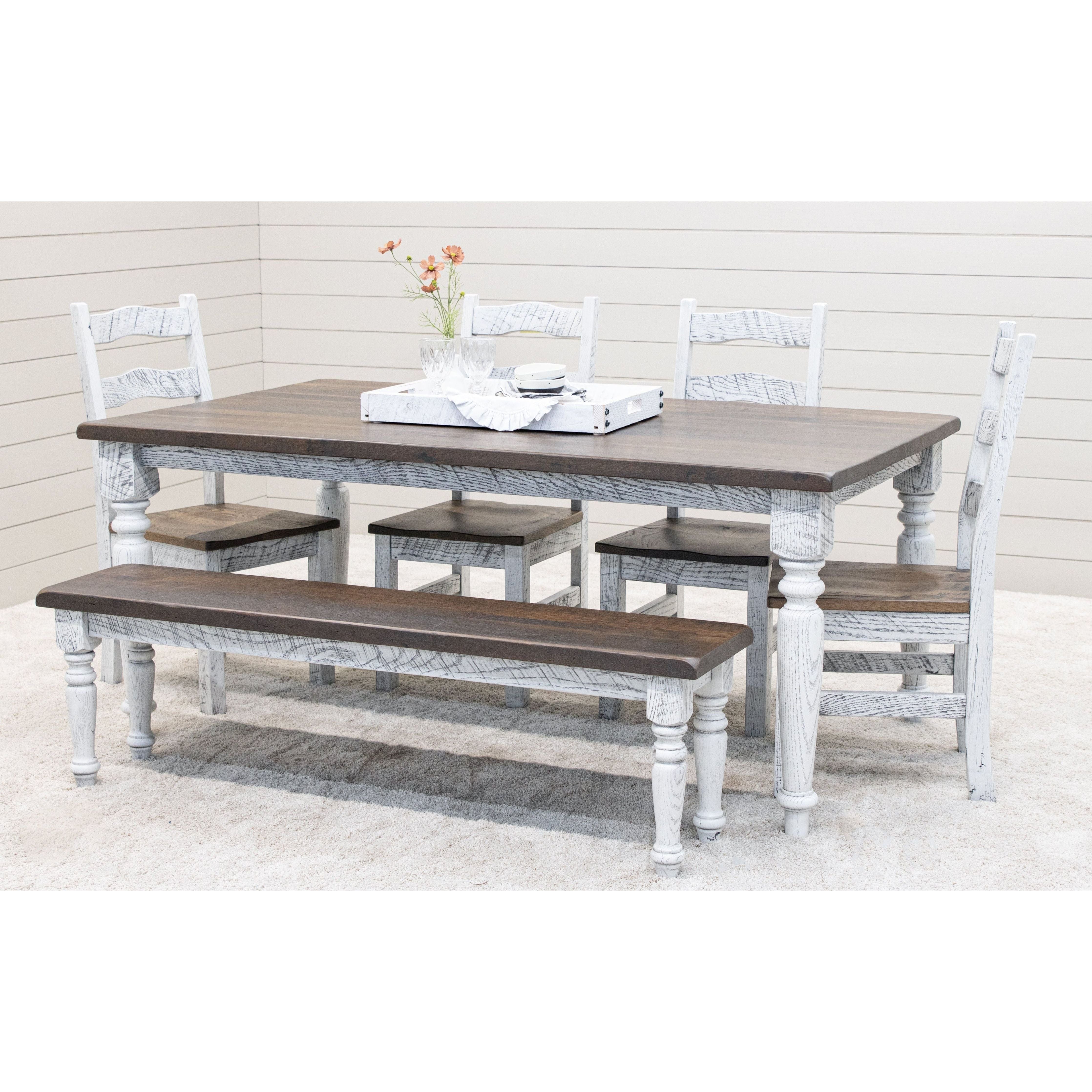 Belmont Reclaimed White & Wood Dining Bench | TW&SP