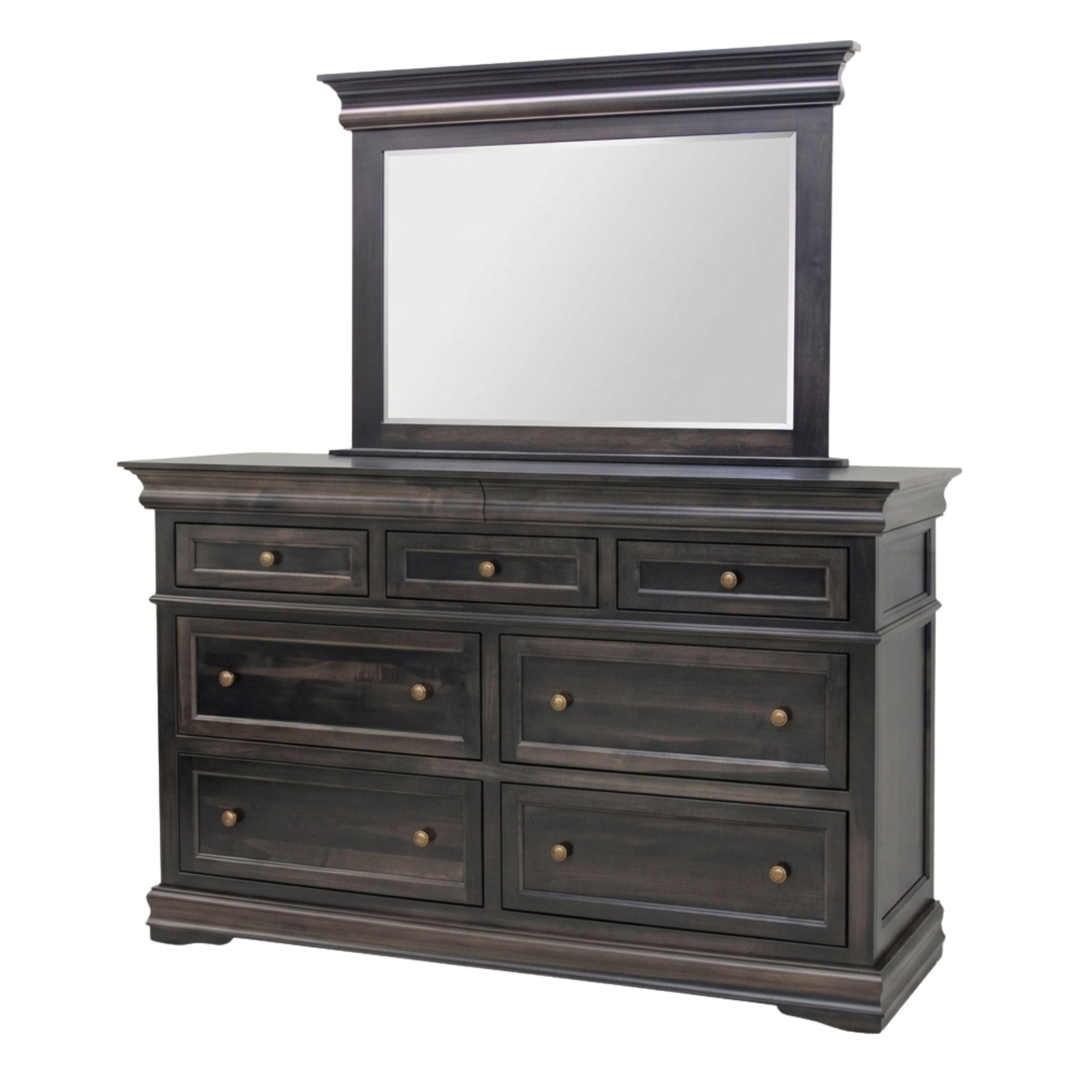 Belmont Dark Gray Maple Dresser with Mirror - 60" - DK