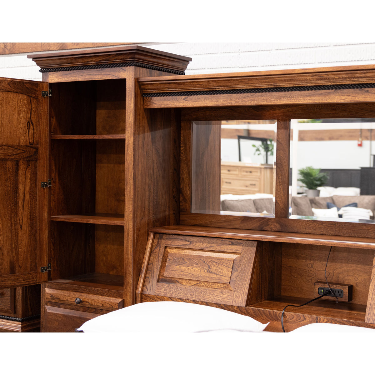 Bookcase Unit Bed in Solid Elm Wood Bookcase Unit Bed in Solid Elm Wood
