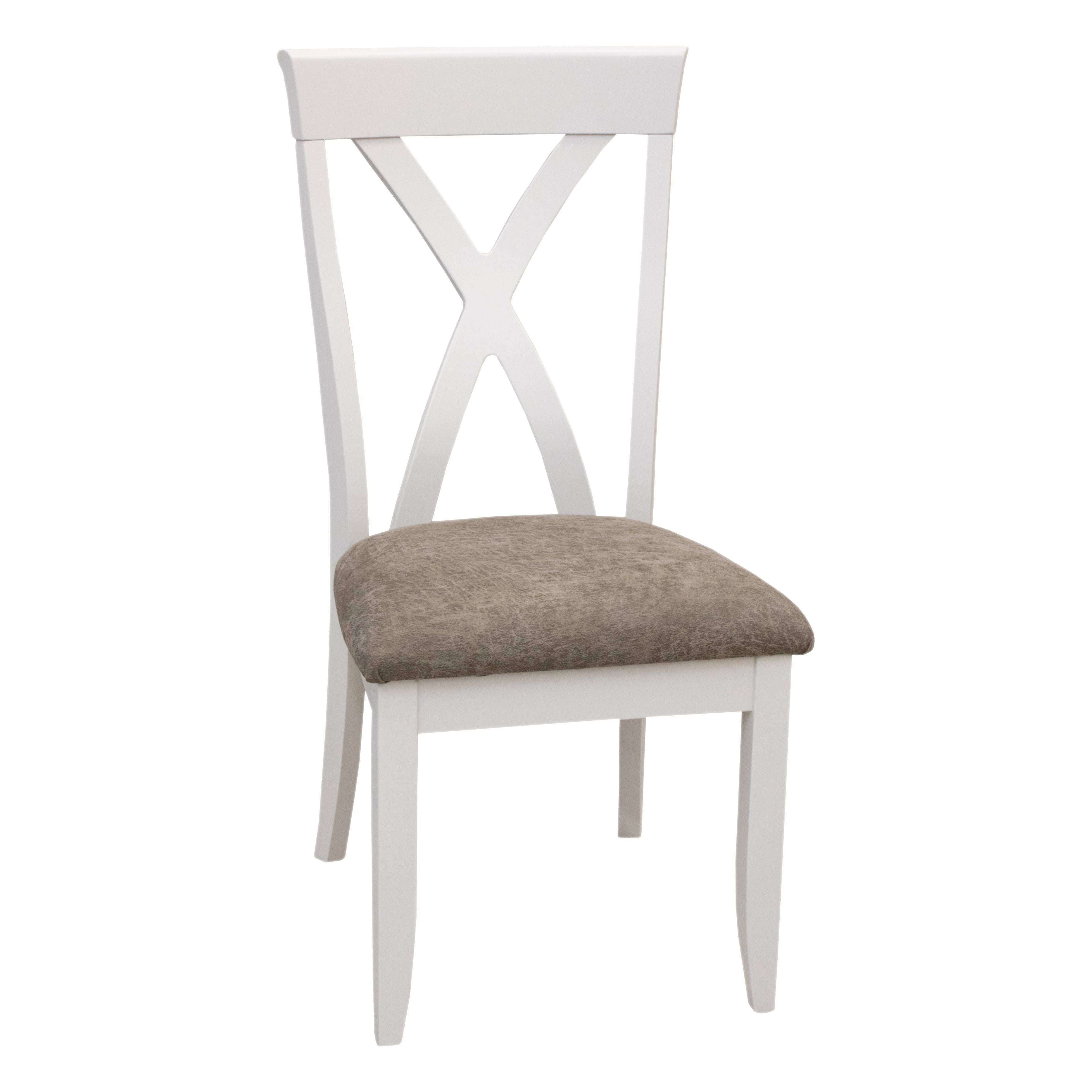 Brooke X Back White Wood Side Dining Chair with Fabric Seat | M-DW