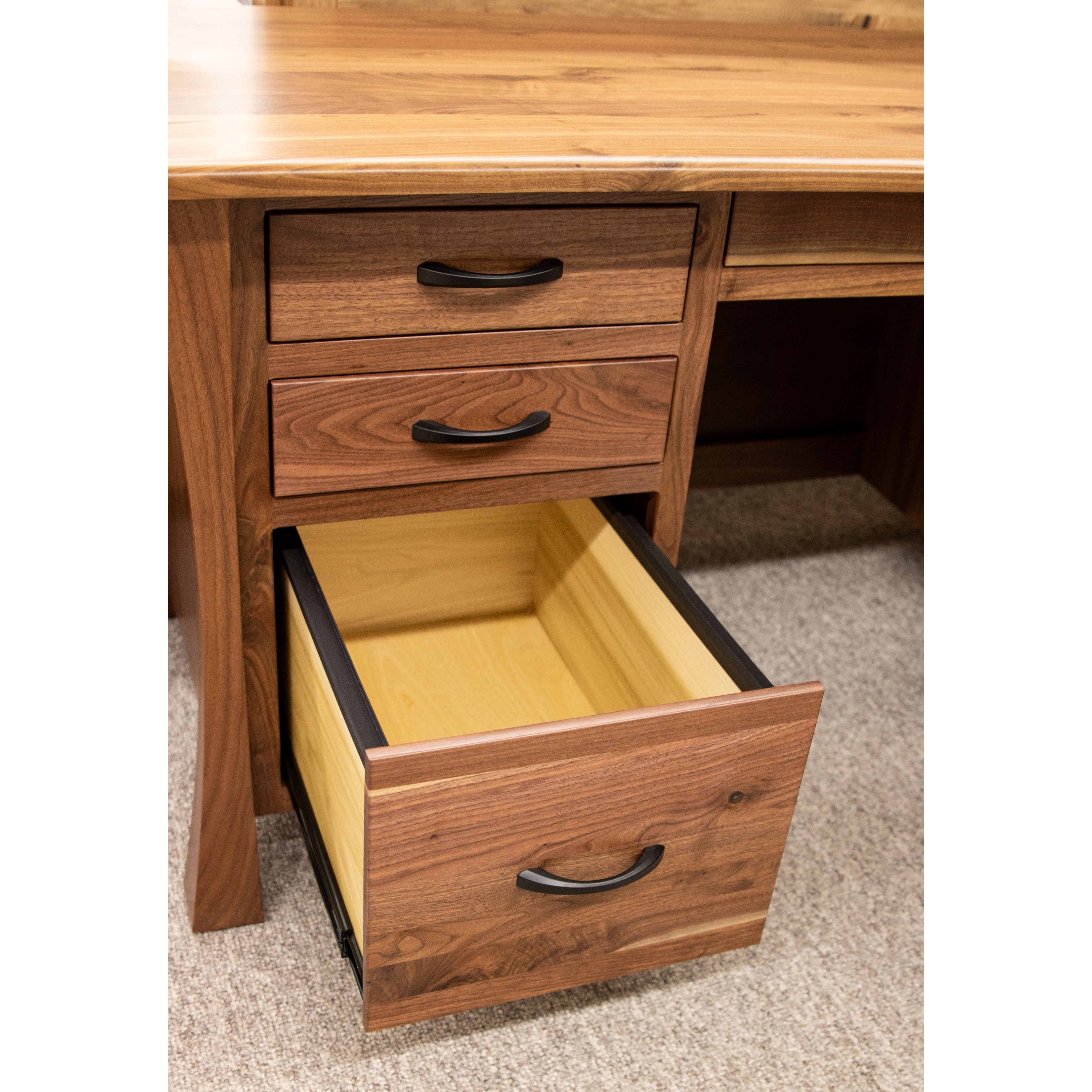 Brooklyn Walnut Wood Flat Wall Desk with Hutch Top | NAT