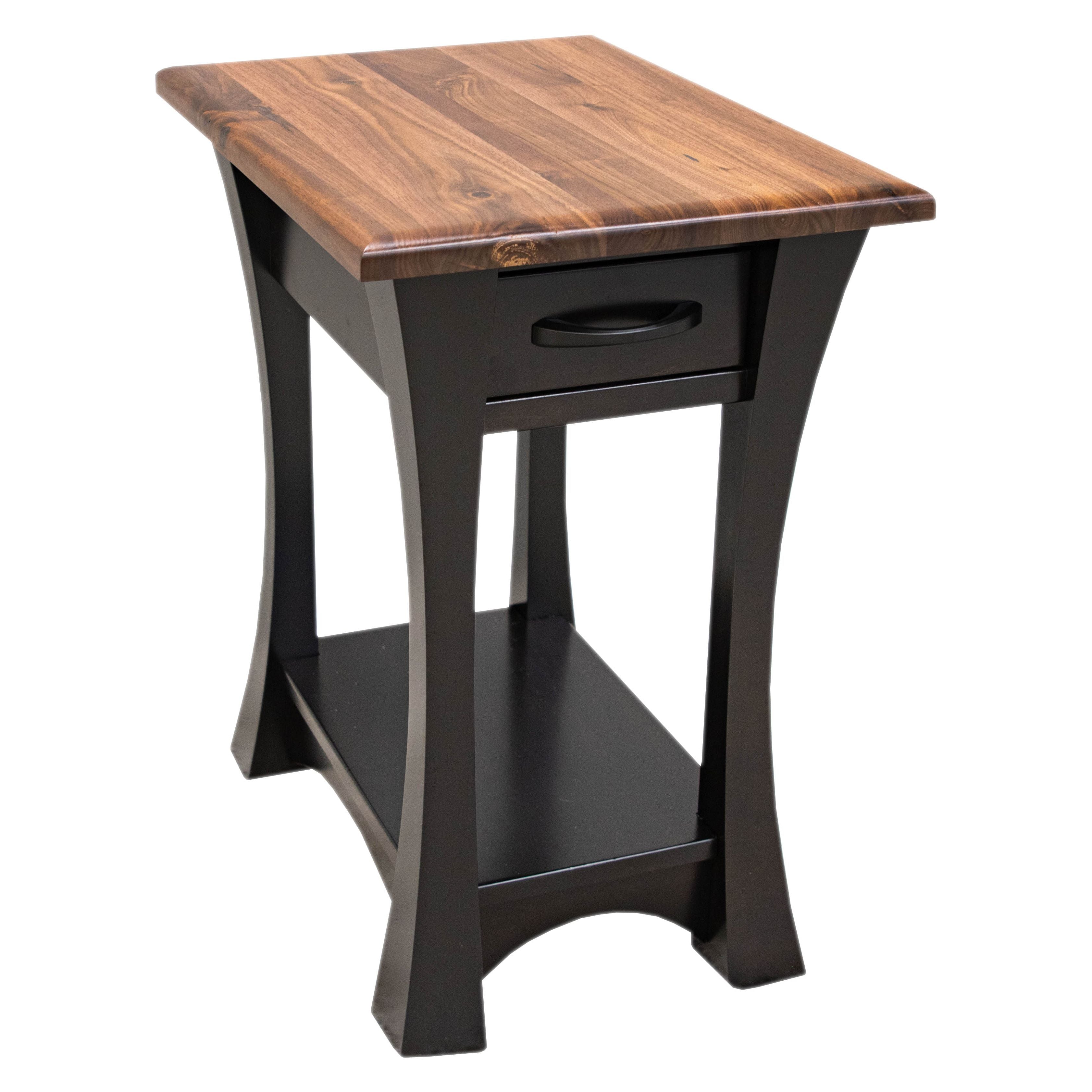 Brooklyn Black & Wood Small Rectangle Open End Table | M-EB&RW-NAT