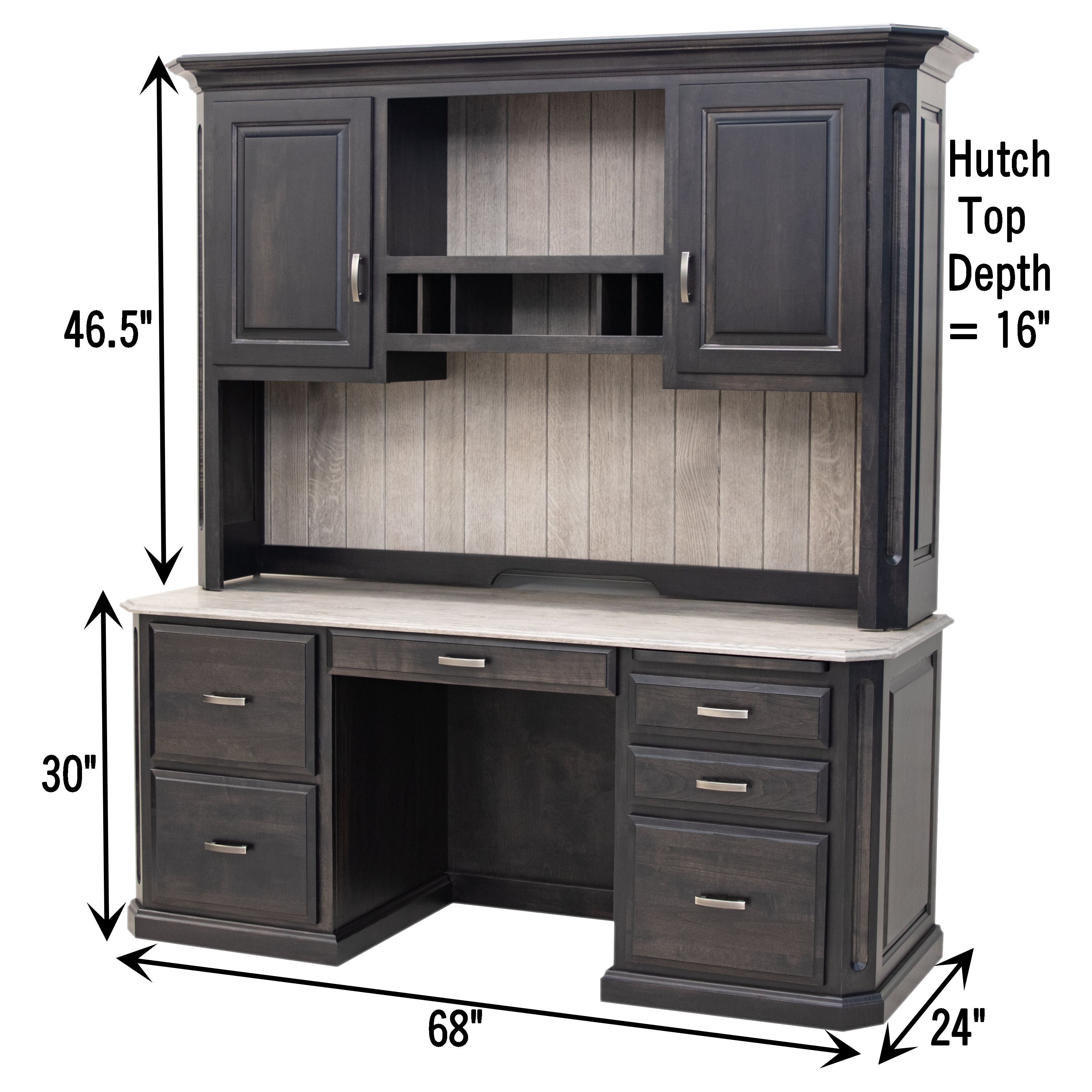 Buckingham Black & Wood Desk with Hutch Top | M-DK&RWO-GRB