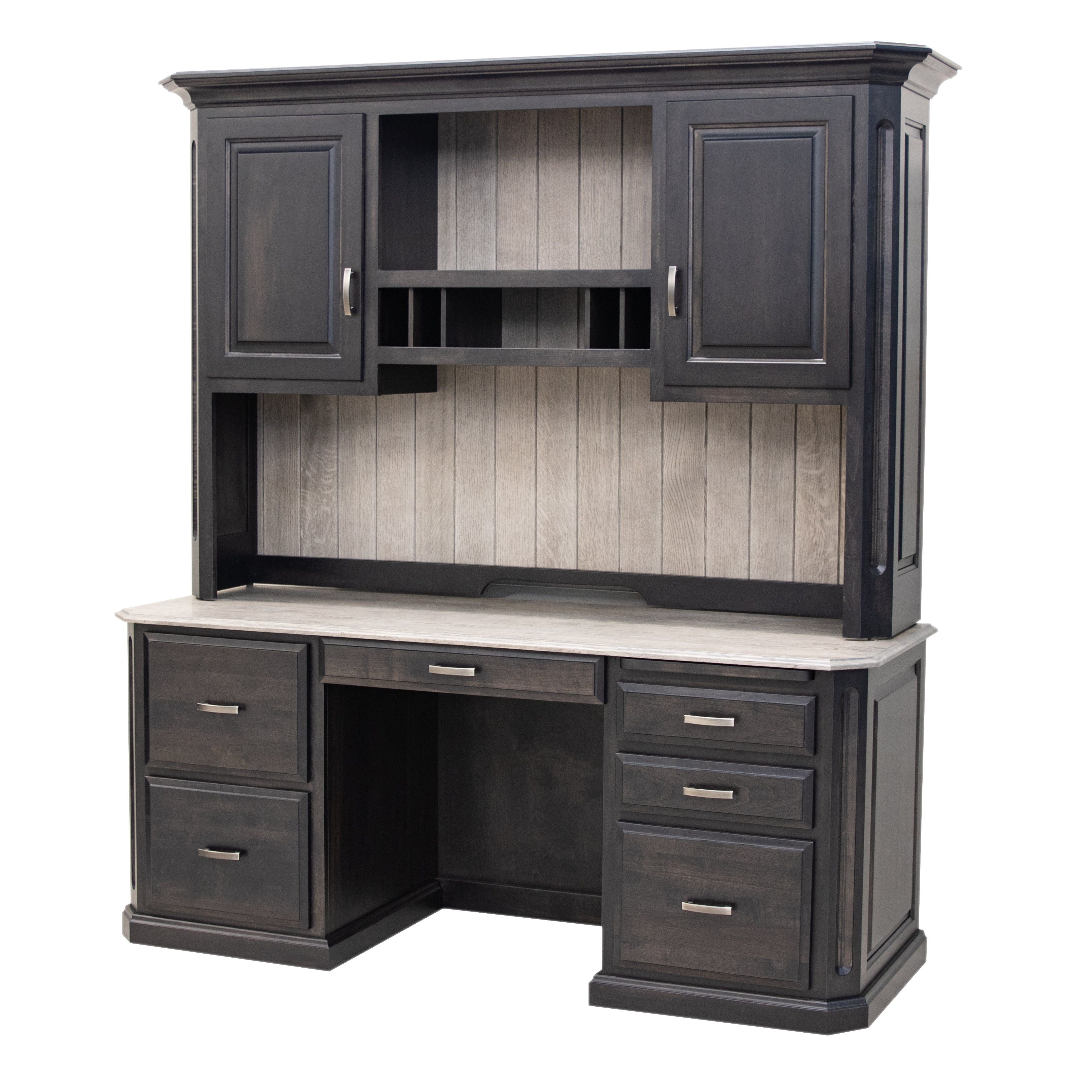 Buckingham Black & Wood Desk with Hutch Top | M-DK&RWO-GRB