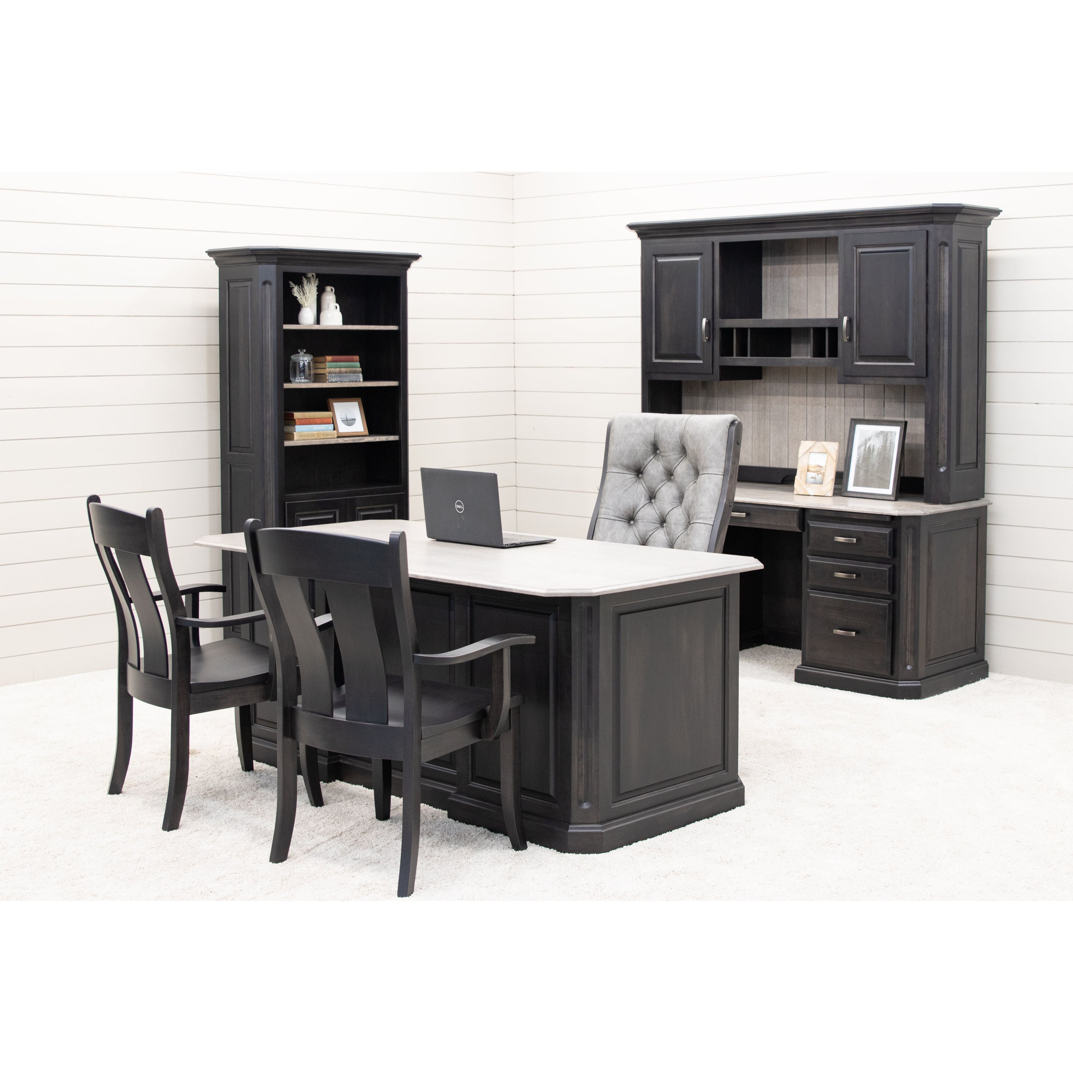 Buckingham Black & Wood Desk with Hutch Top | M-DK&RWO-GRB