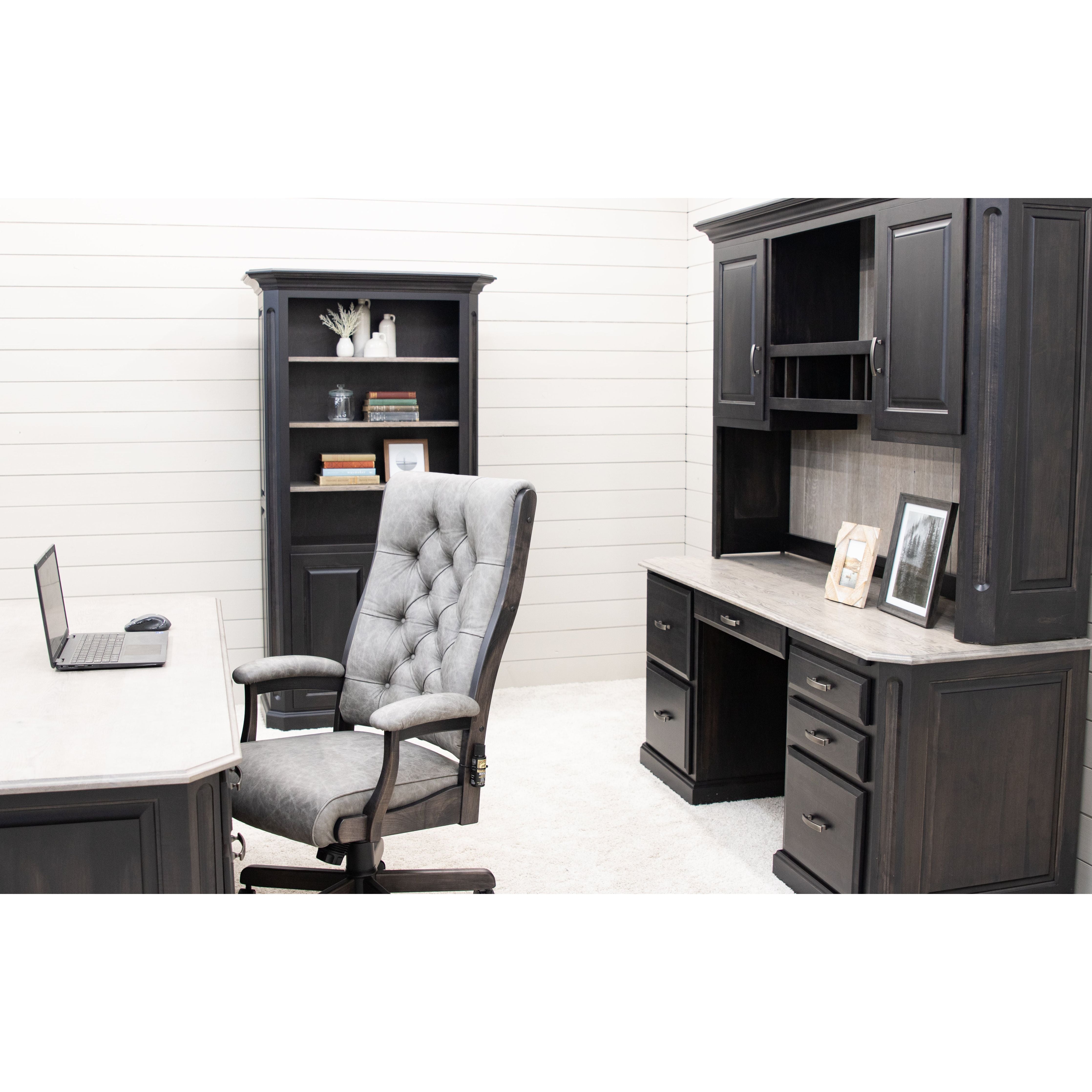 Buckingham Black & Wood Desk with Hutch Top | M-DK&RWO-GRB