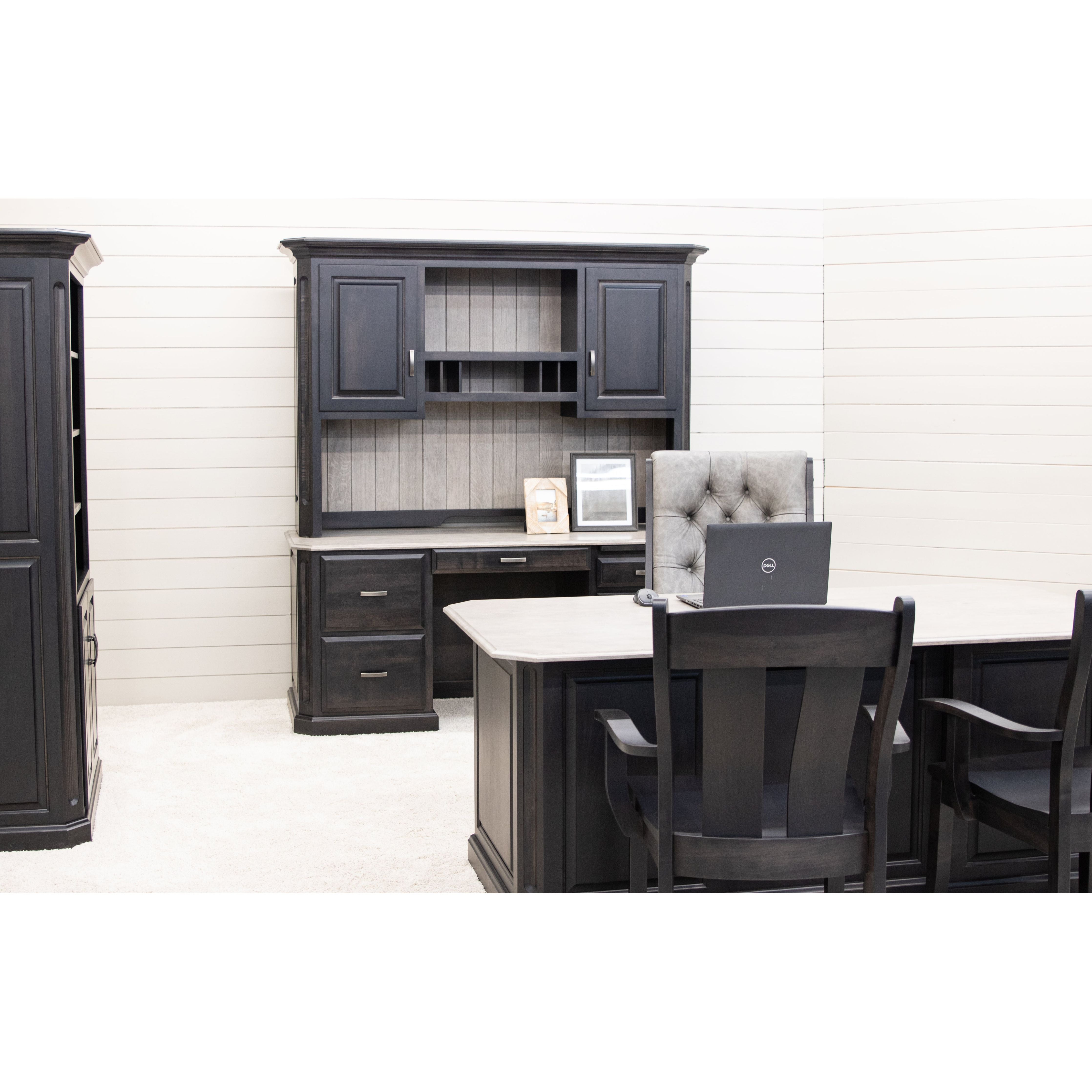 Buckingham Black & Wood Desk with Hutch Top | M-DK&RWO-GRB