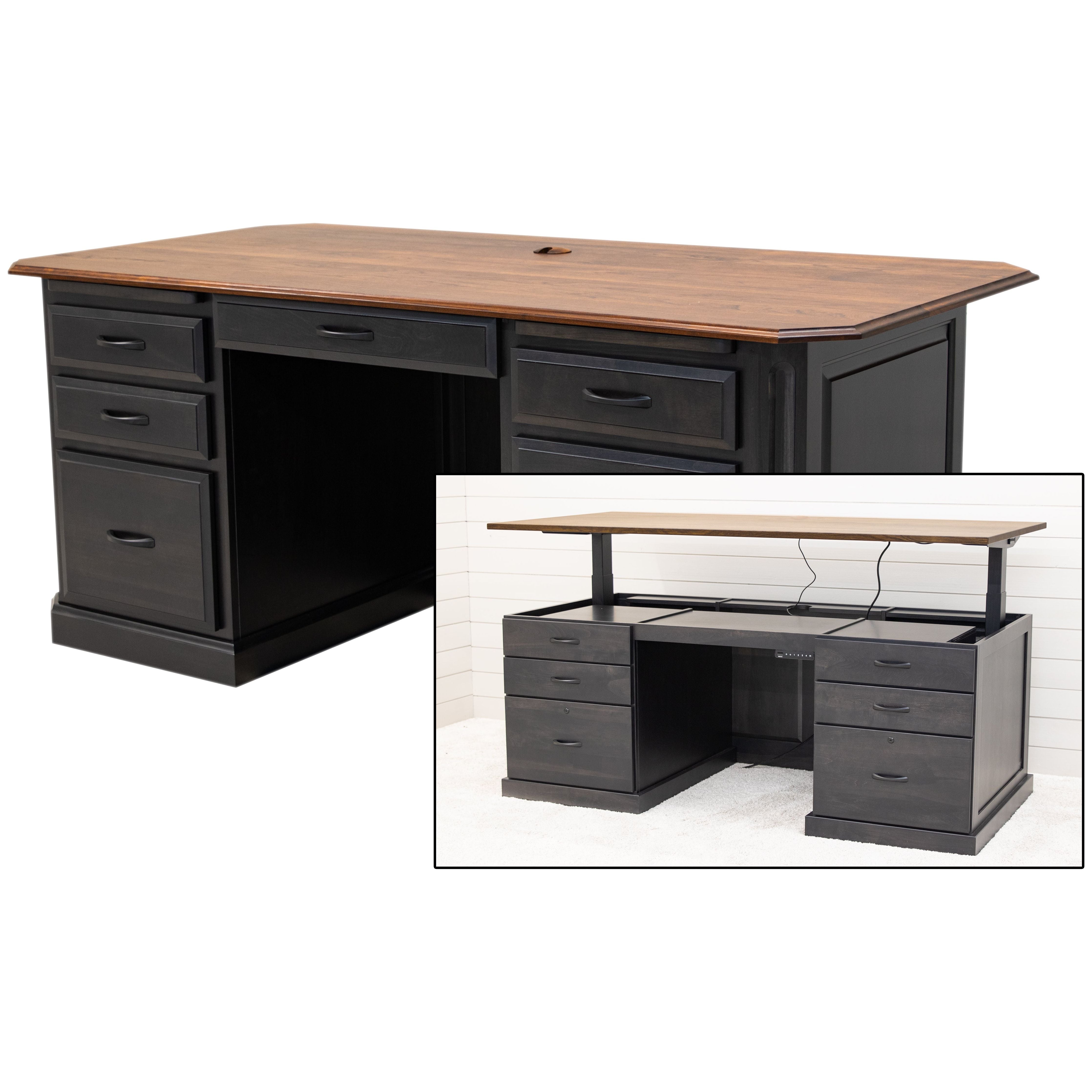 Buckingham Black & Wood Executive Desk | M-EB&C-MC