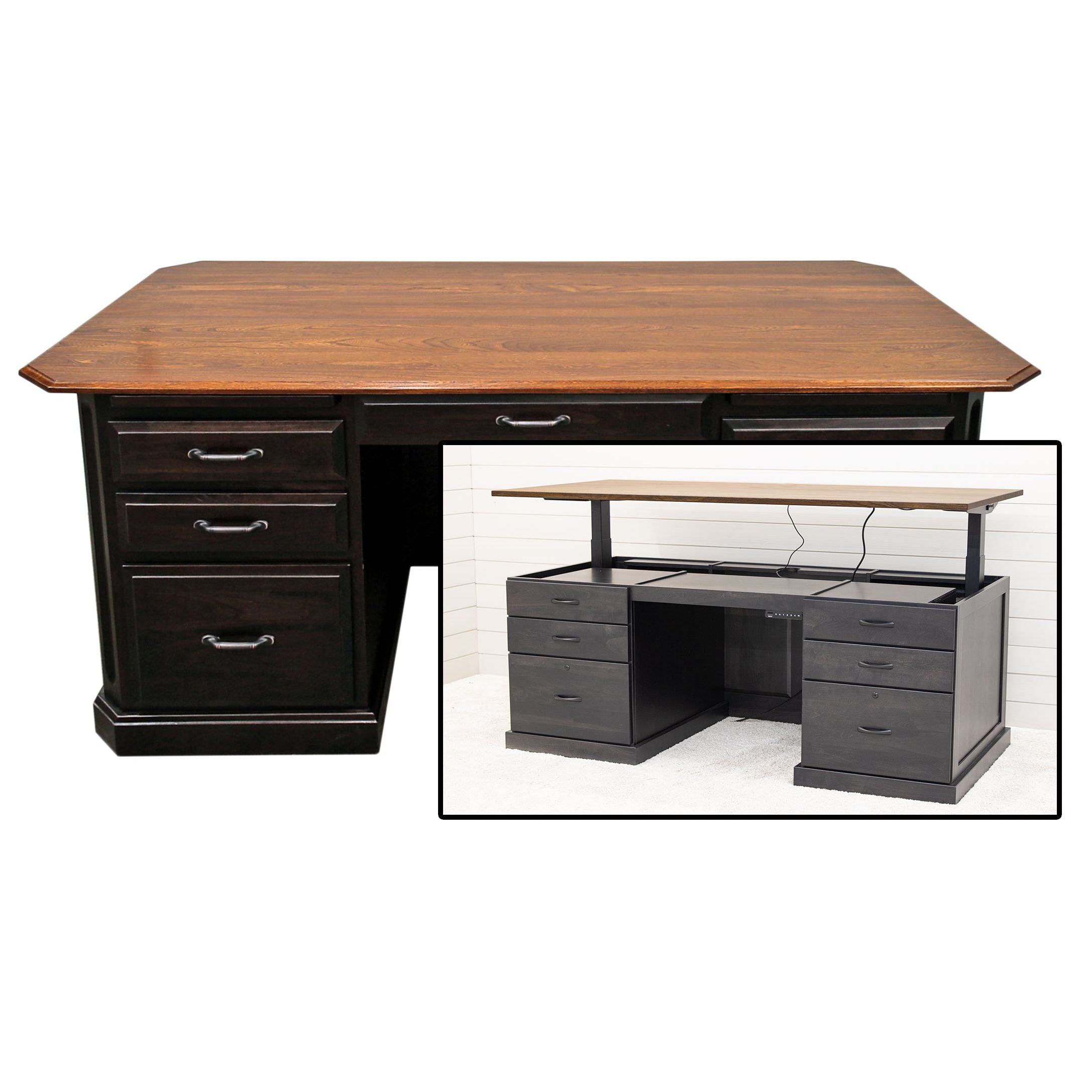 Buckingham Black & Wood Executive Desk | M-EB&E-MC