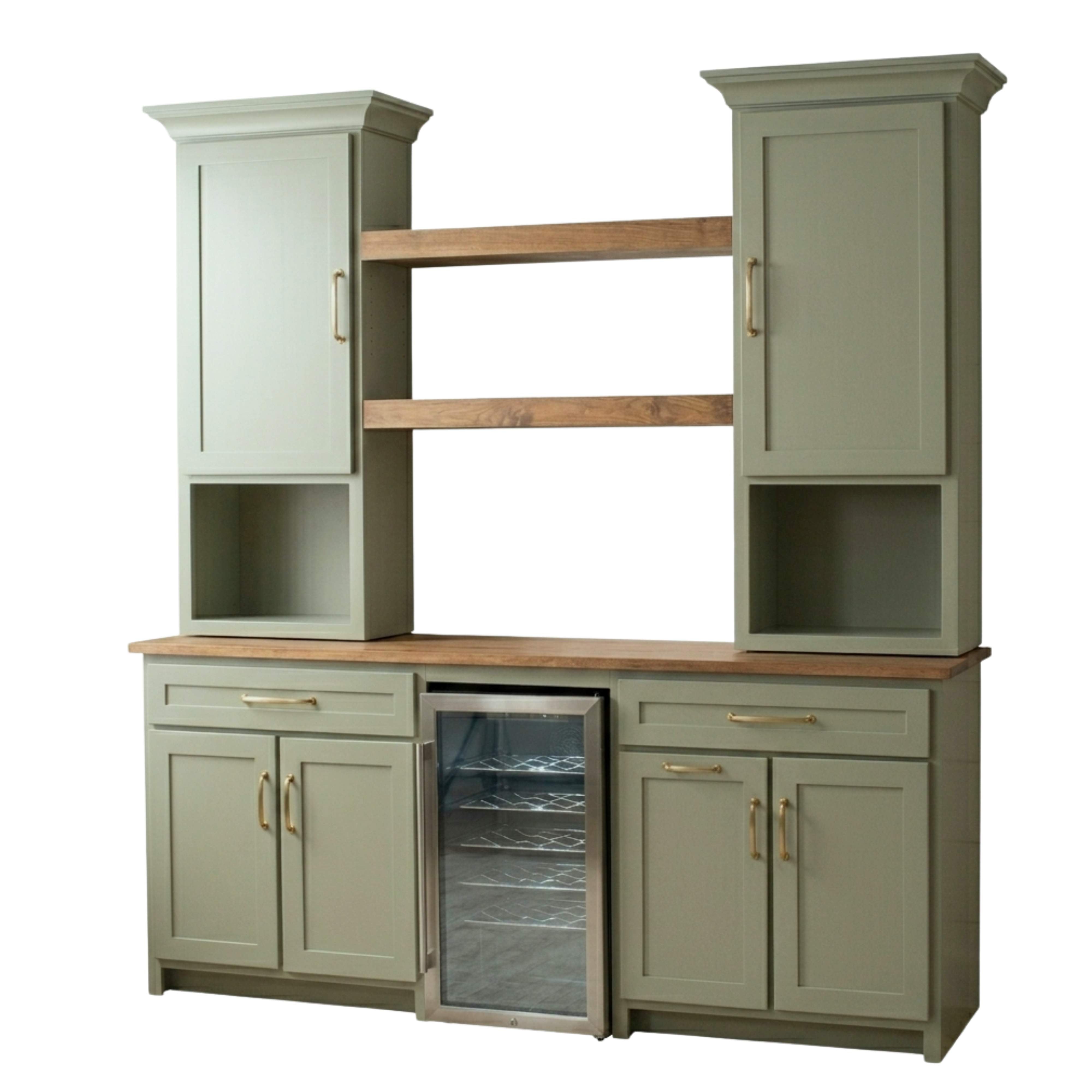 Camden Green Solid Wood Wine Cabinet with Fridge | M-EF&WB