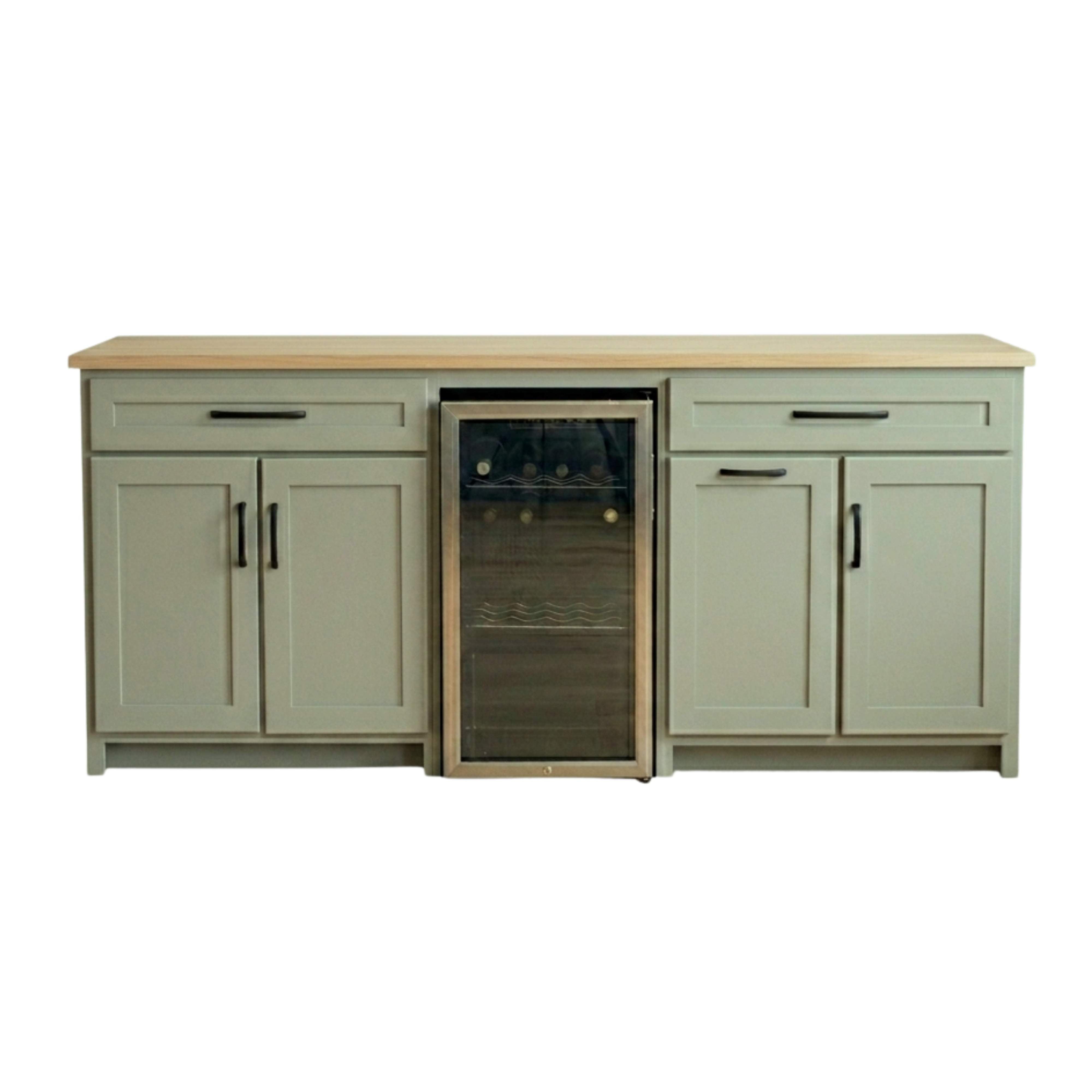 Camden Green Solid Wood Wine Cabinet with Fridge | M-EF&WB