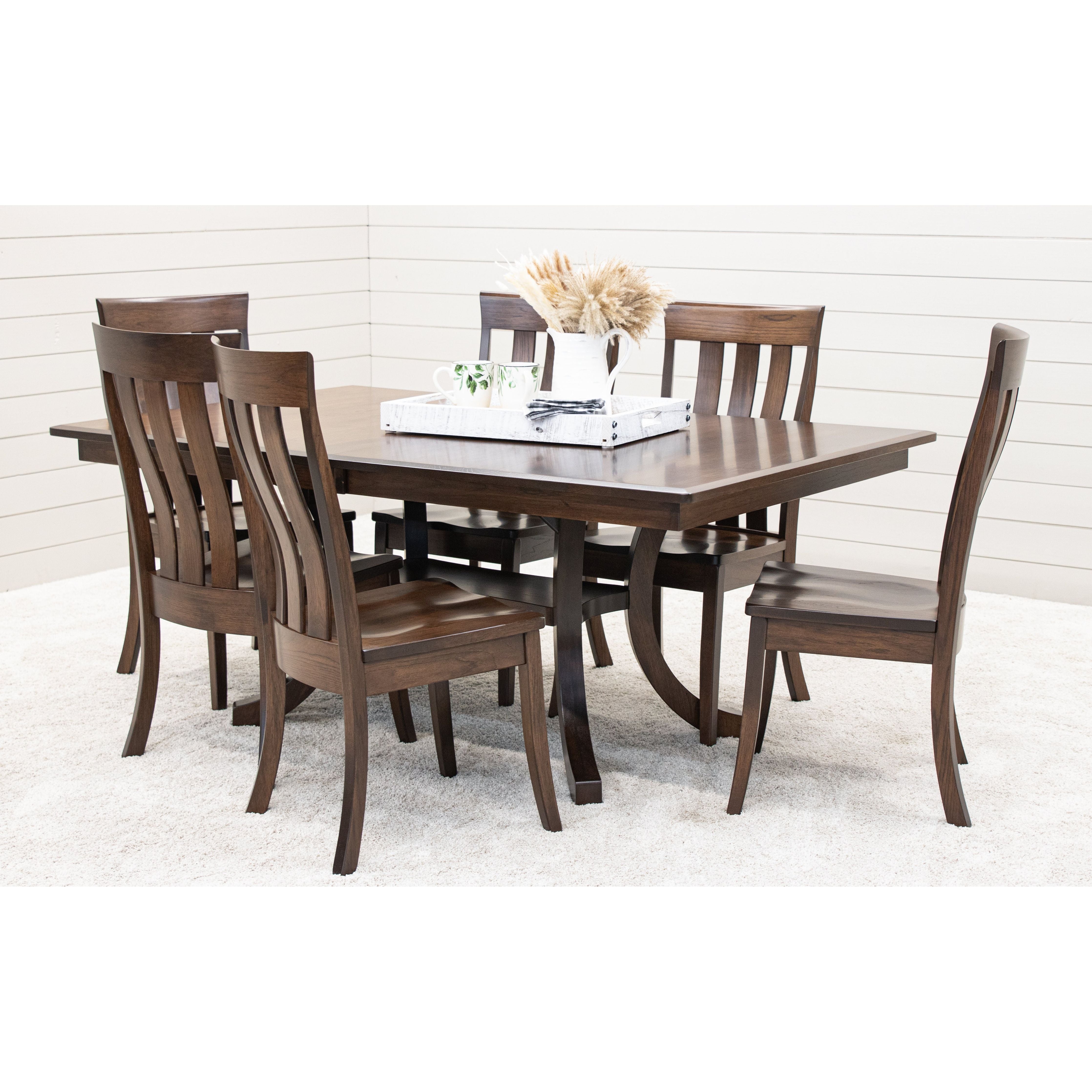 Carlisle Double Pedestal Hickory Wood Amish Extending Dining Table | BV