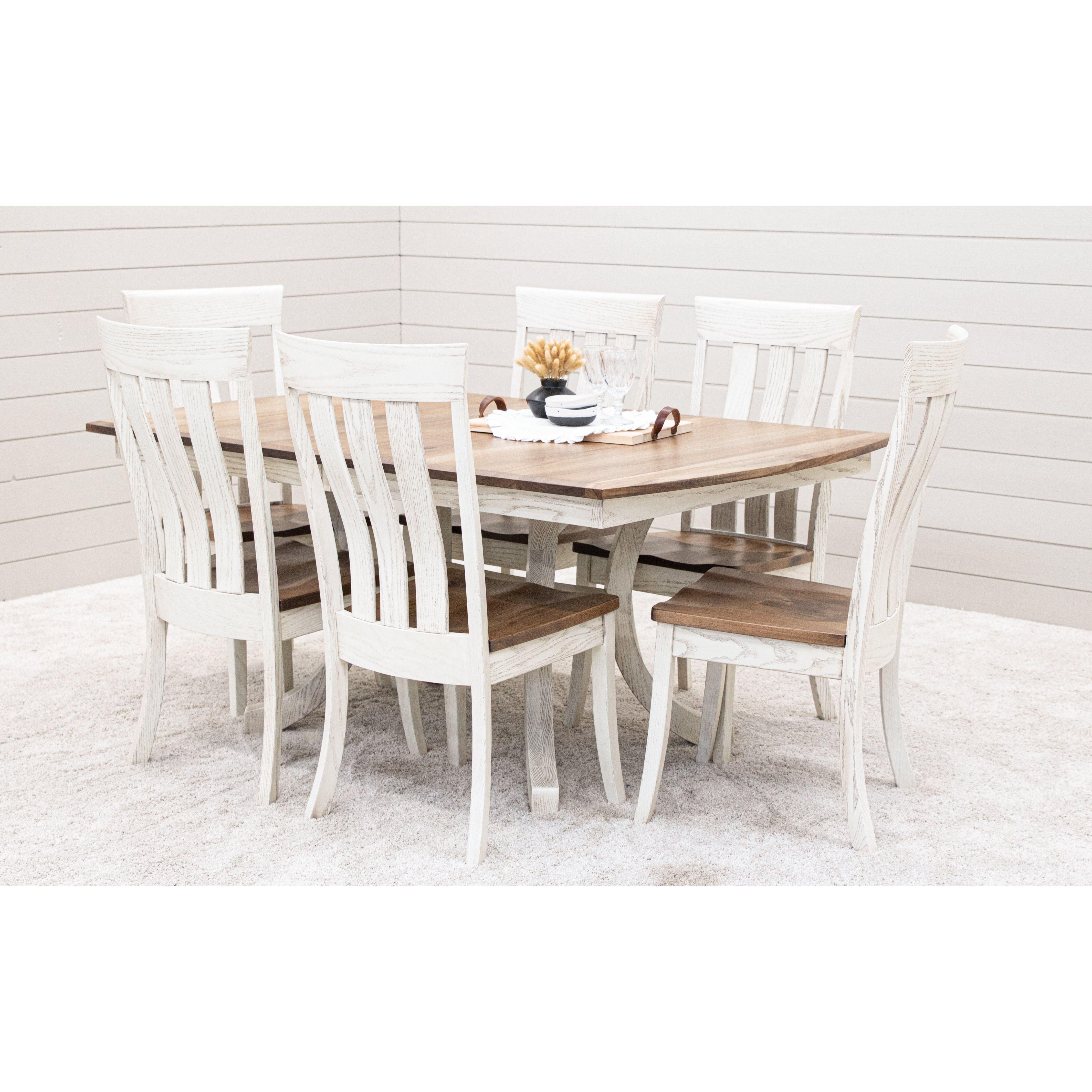 Carlisle Double Pedestal White & Wood Amish Extending Dining Table | O-CS&RH-CO