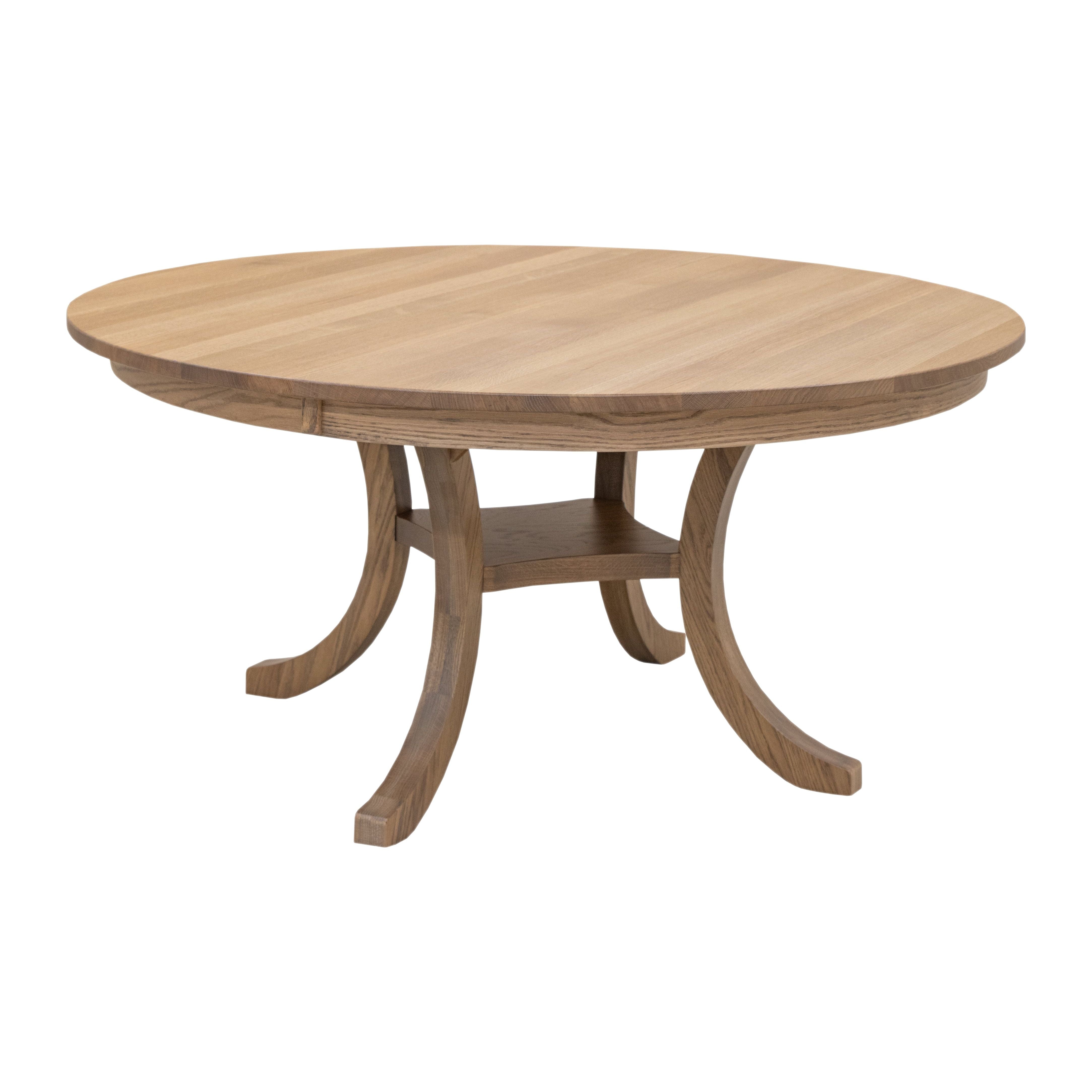 Carlisle Round Single Pedestal White Oak Wood Extending Dining Table | DS