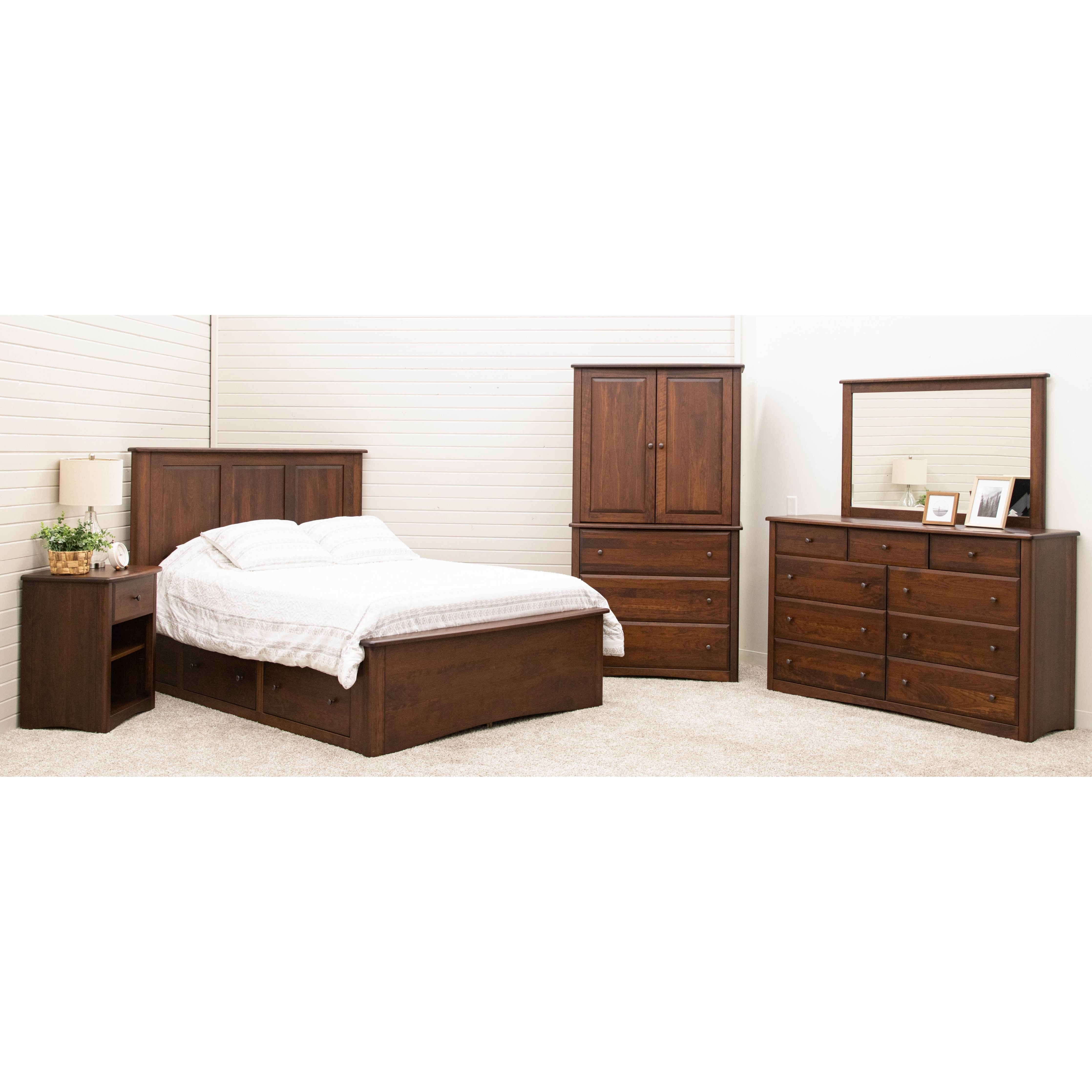 Carrington California King Cherry Wood Panel Storage Platform Bed | GB