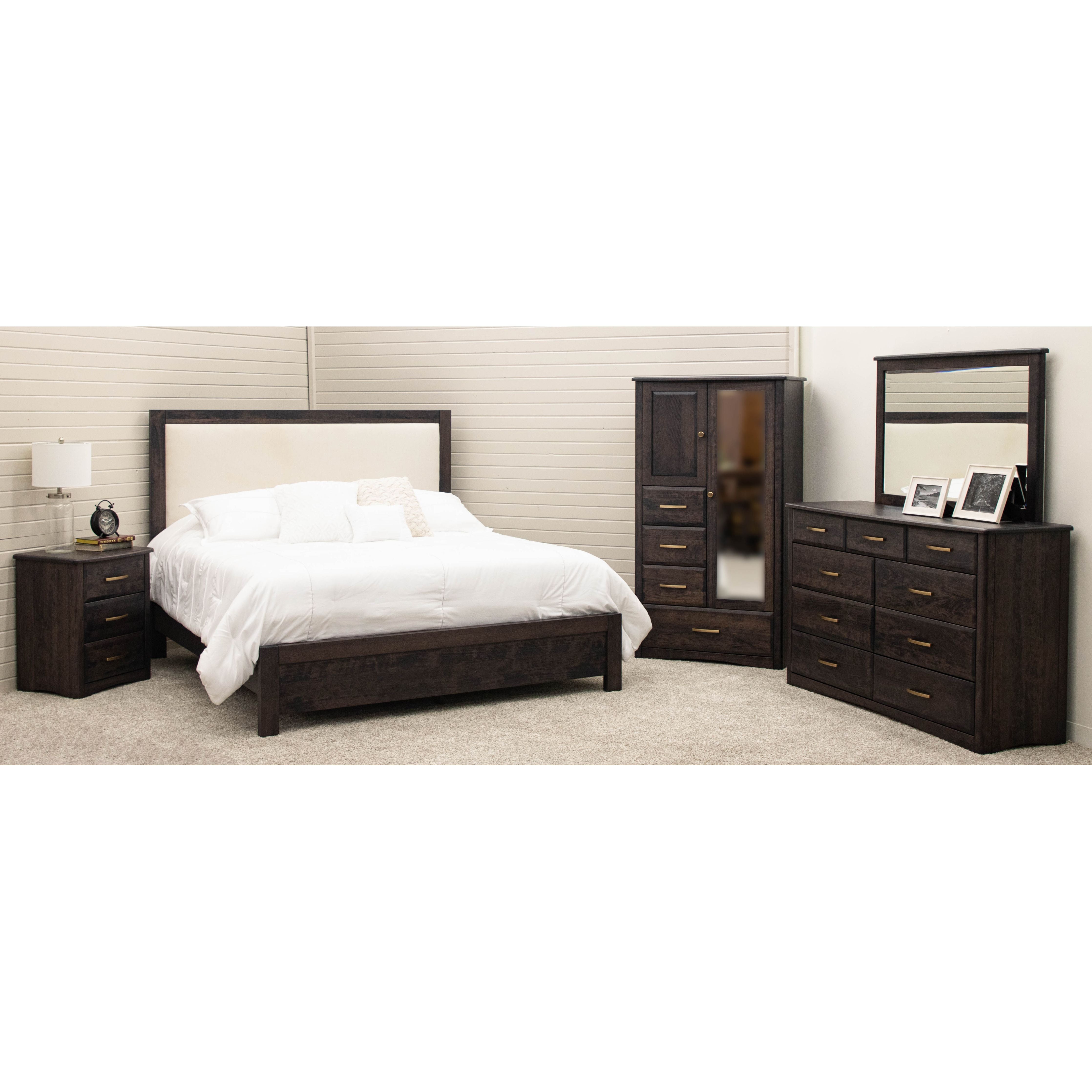 Hudson California King Cherry Wood Bed with Upholstered Headboard | GS
