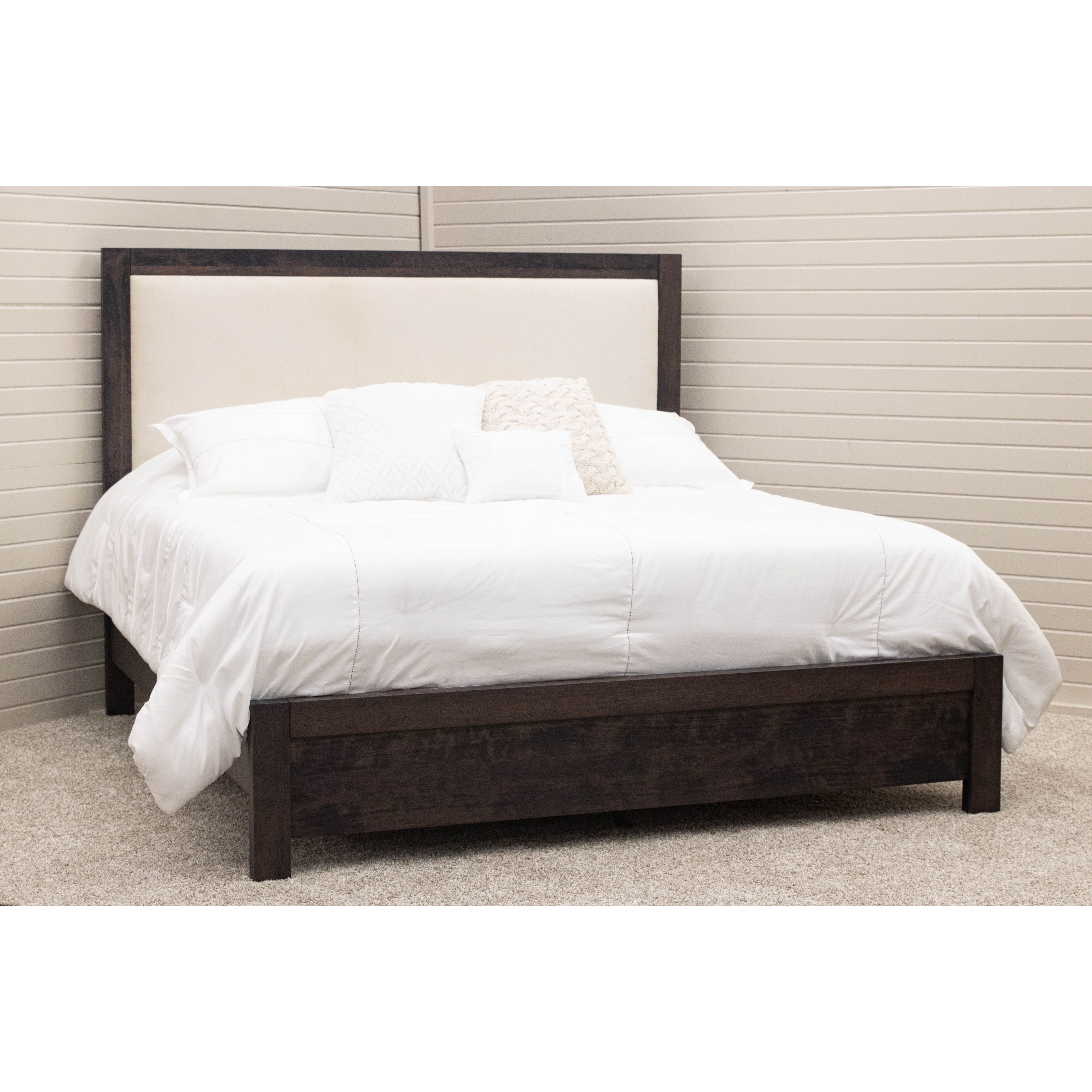 Hudson California King Cherry Wood Bed with Upholstered Headboard | GS