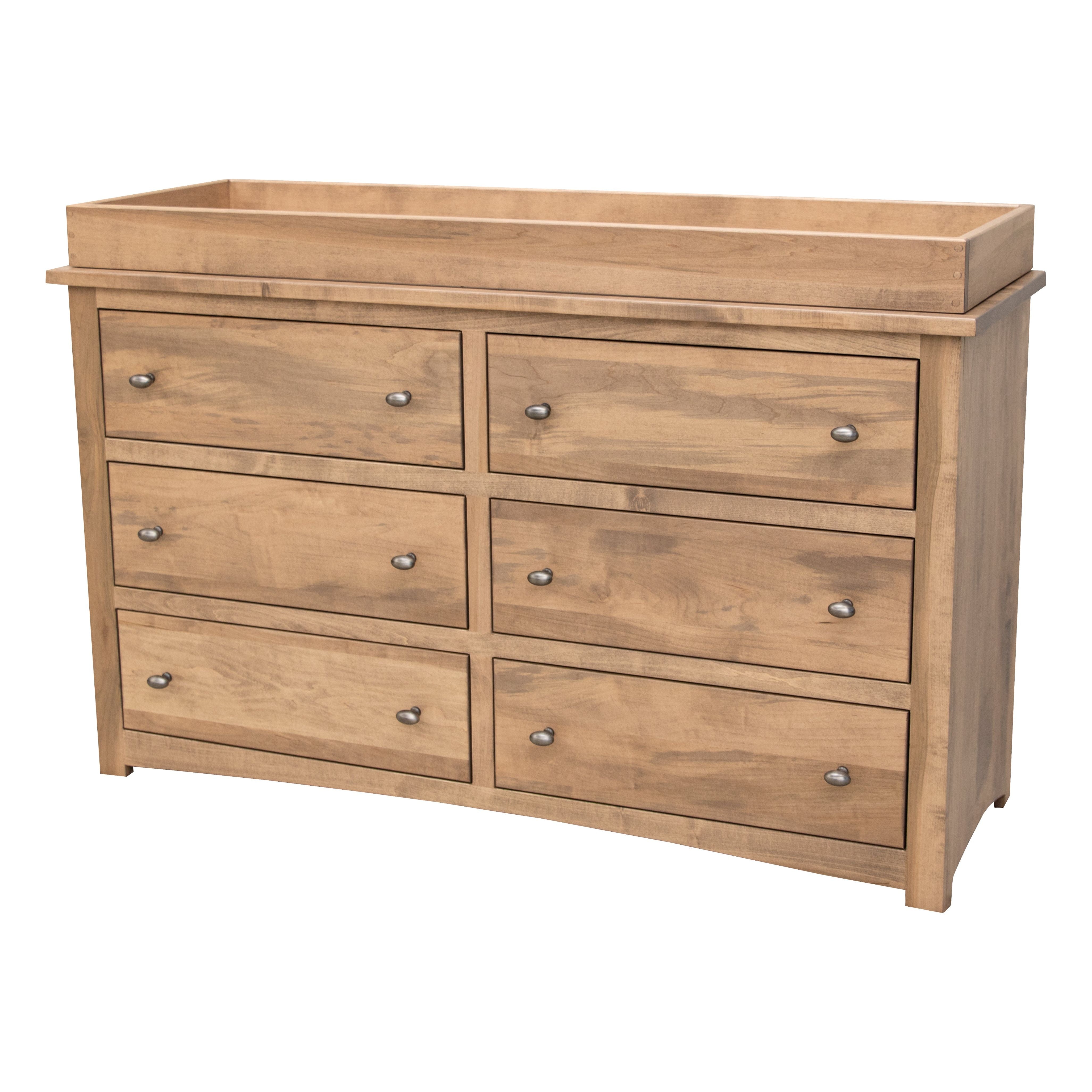 Craftsman Mission Maple Wood 6-Drawer Nursery Dresser with Changing Topper | WB