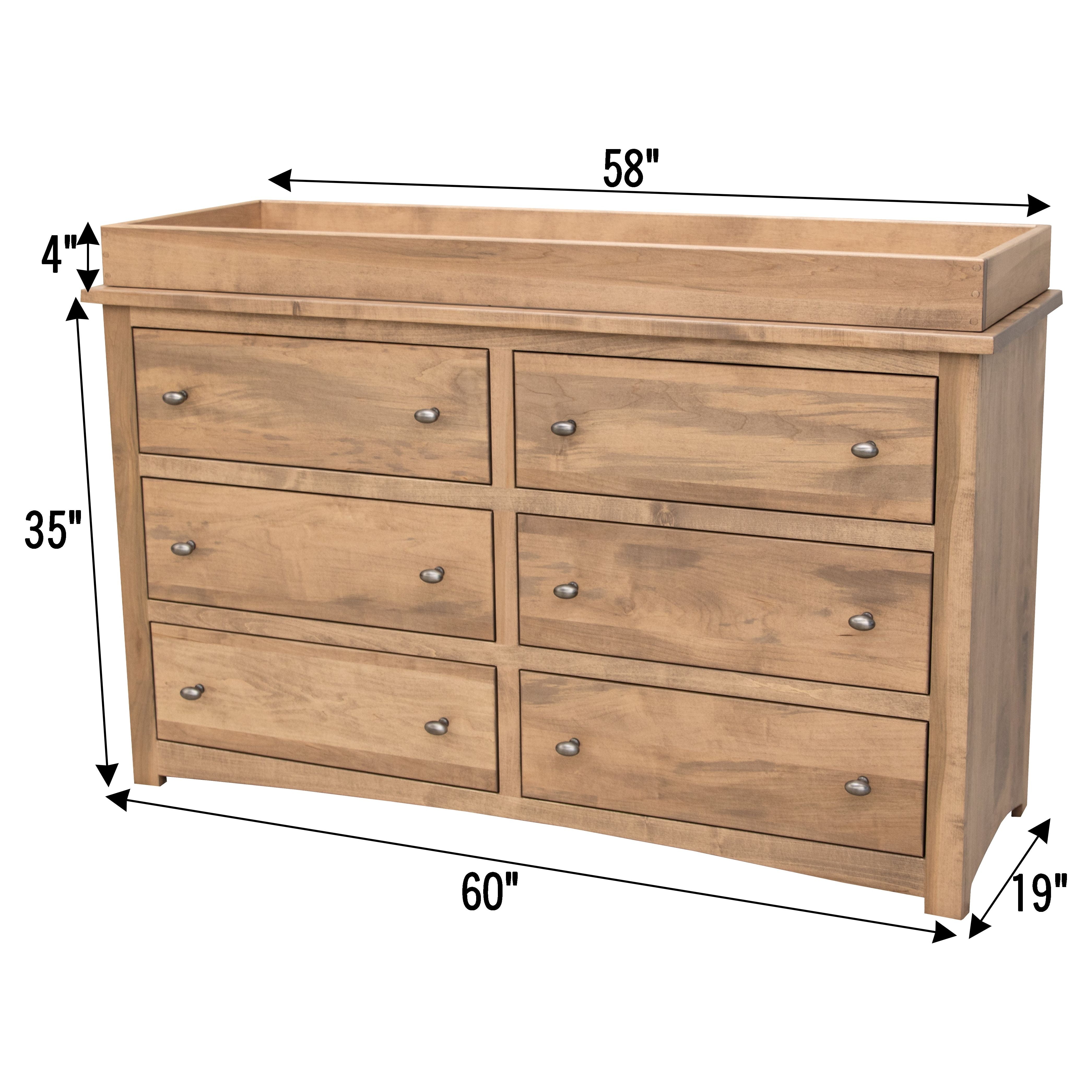 Craftsman Mission Maple Wood 6-Drawer Nursery Dresser with Changing Topper | WB